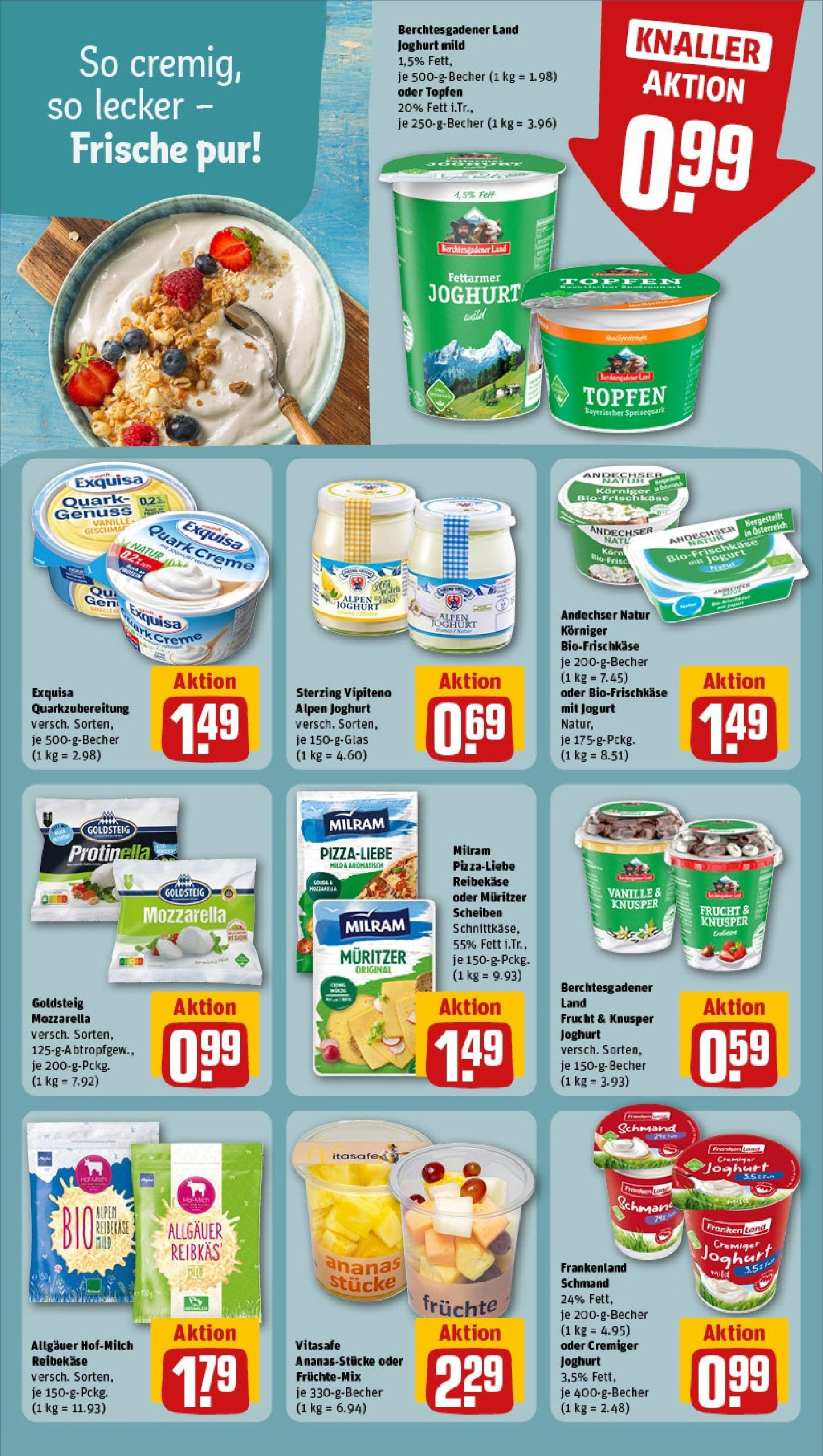 REWE Prospekt ab 08.06.2025 zum Blättern » Angebote | Seite: 18 | Produkte: Quark, Joghurt, Ananas, Creme
