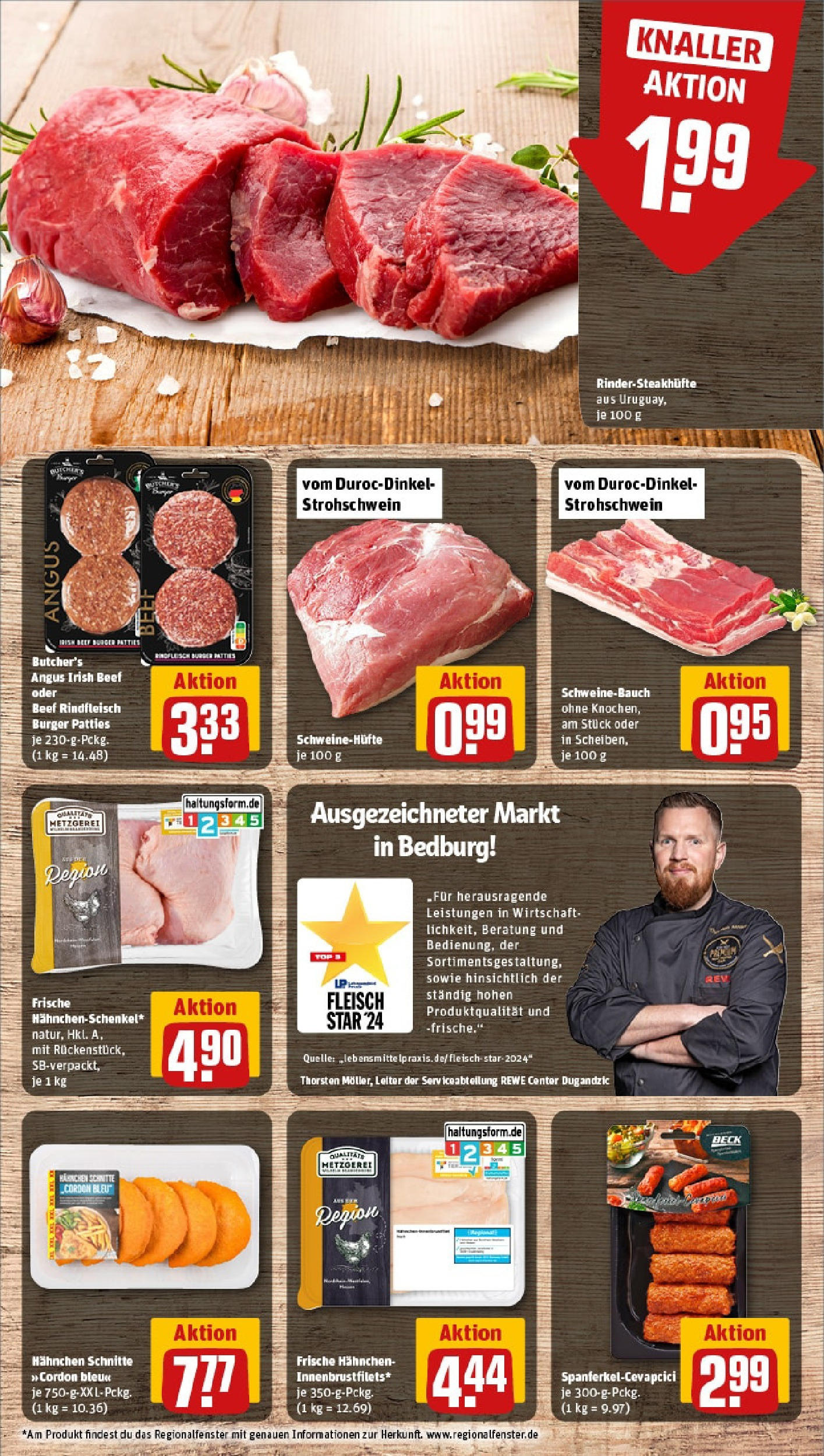 REWE Prospekt ab 08.06.2025 zum Blättern » Angebote | Seite: 8 | Produkte: Hahnchen, Cevapcici, Rindfleisch, Steak