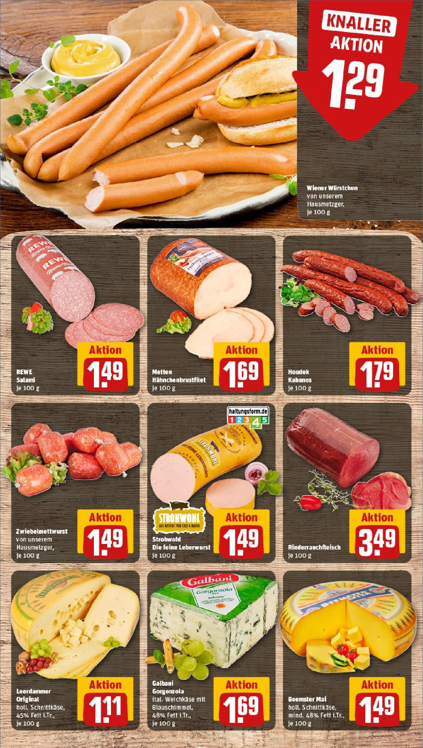 REWE Prospekt ab 08.06.2025 zum Blättern » Angebote | Seite: 9 | Produkte: Wiener wurstchen, Leerdammer, Salami