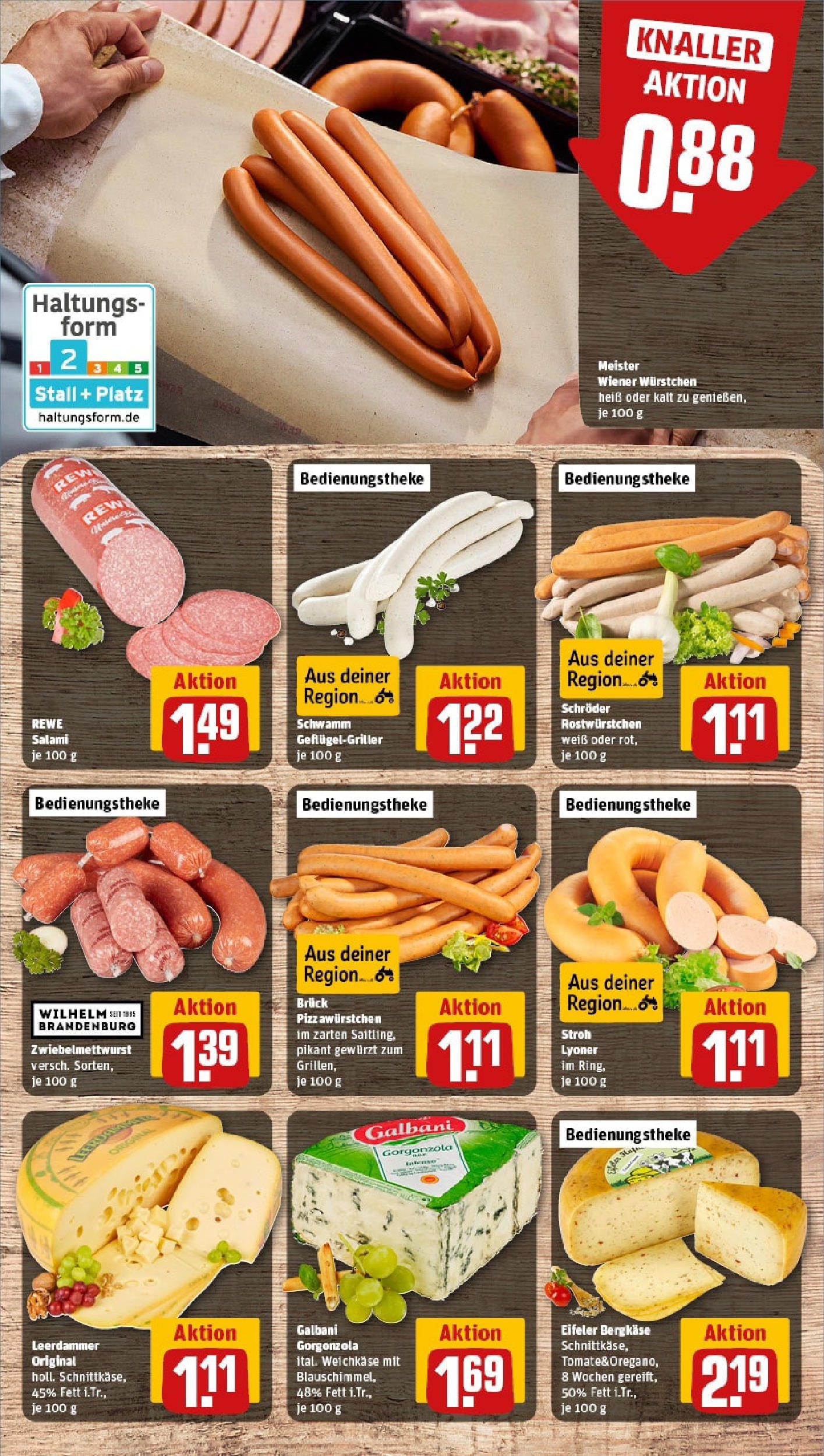 Rewe prospekt Saarlouis/Lisdorf	 (ab 08.06.2025) zum Blättern » Angebote | Seite: 9 | Produkte: Wiener wurstchen, Leerdammer, Salami