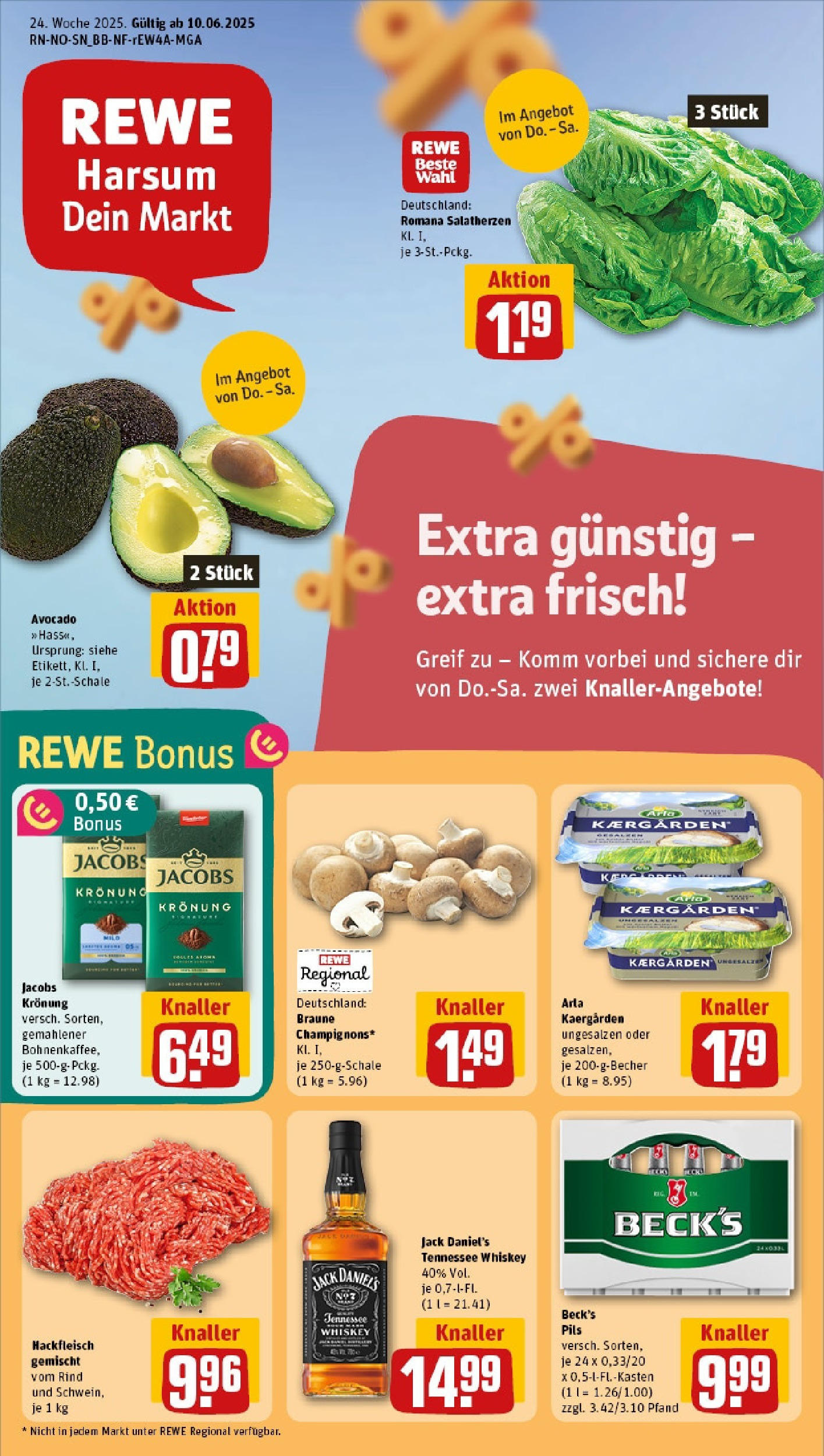 REWE Prospekt ab 08.06.2025 zum Blättern » Angebote | Seite: 1 | Produkte: Butter, Pils, Jack Daniel's, Whiskey