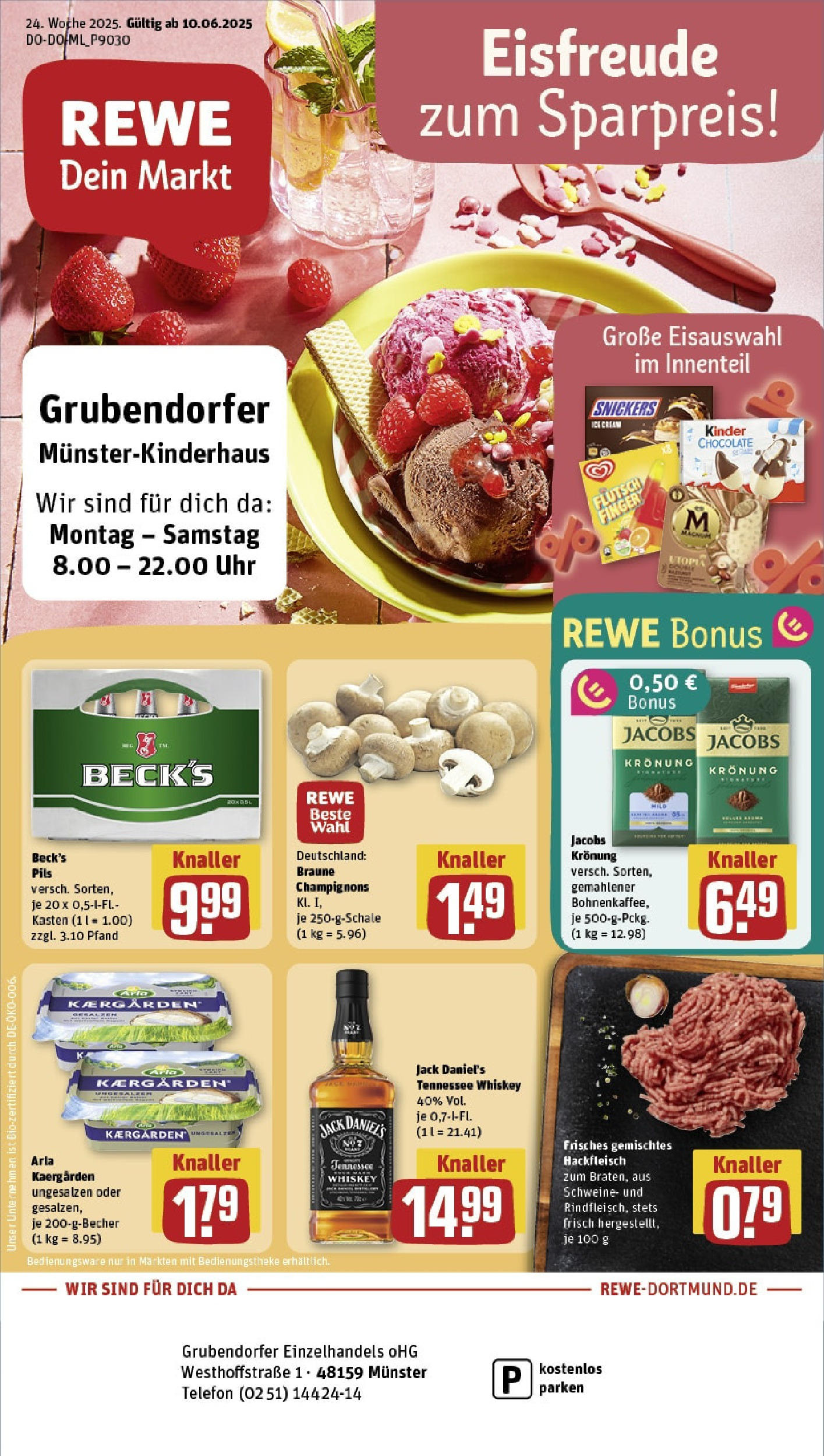 REWE Prospekt ab 08.06.2025 nächste Woche - Prospekt Münster Vorschau von dem Prospekt des Geschäftes Rewe, gültig ab dem 08.06.2025