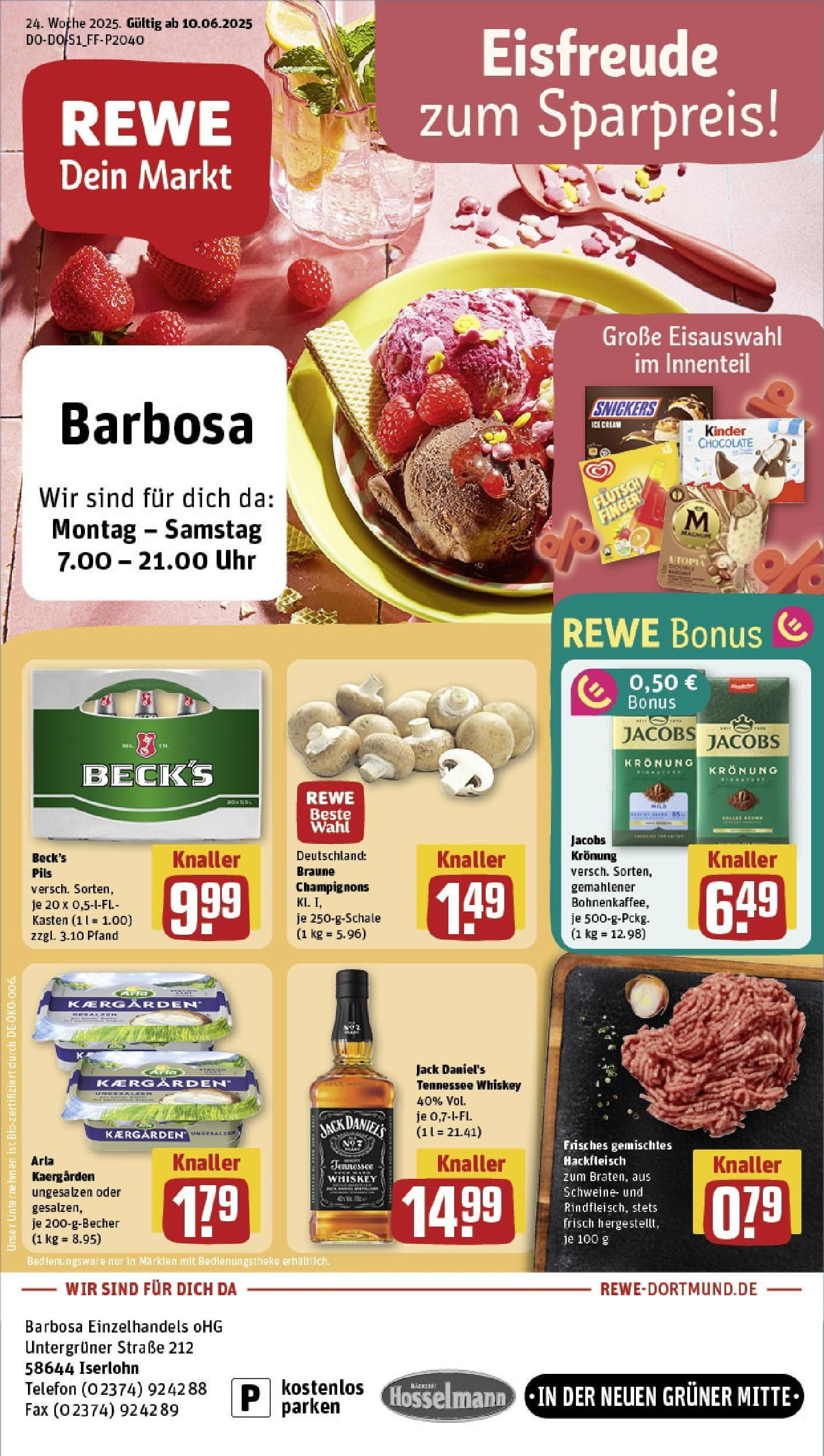 REWE Prospekt ab 08.06.2025 nächste Woche - Prospekt Iserlohn Vorschau von dem Prospekt des Geschäftes Rewe, gültig ab dem 08.06.2025