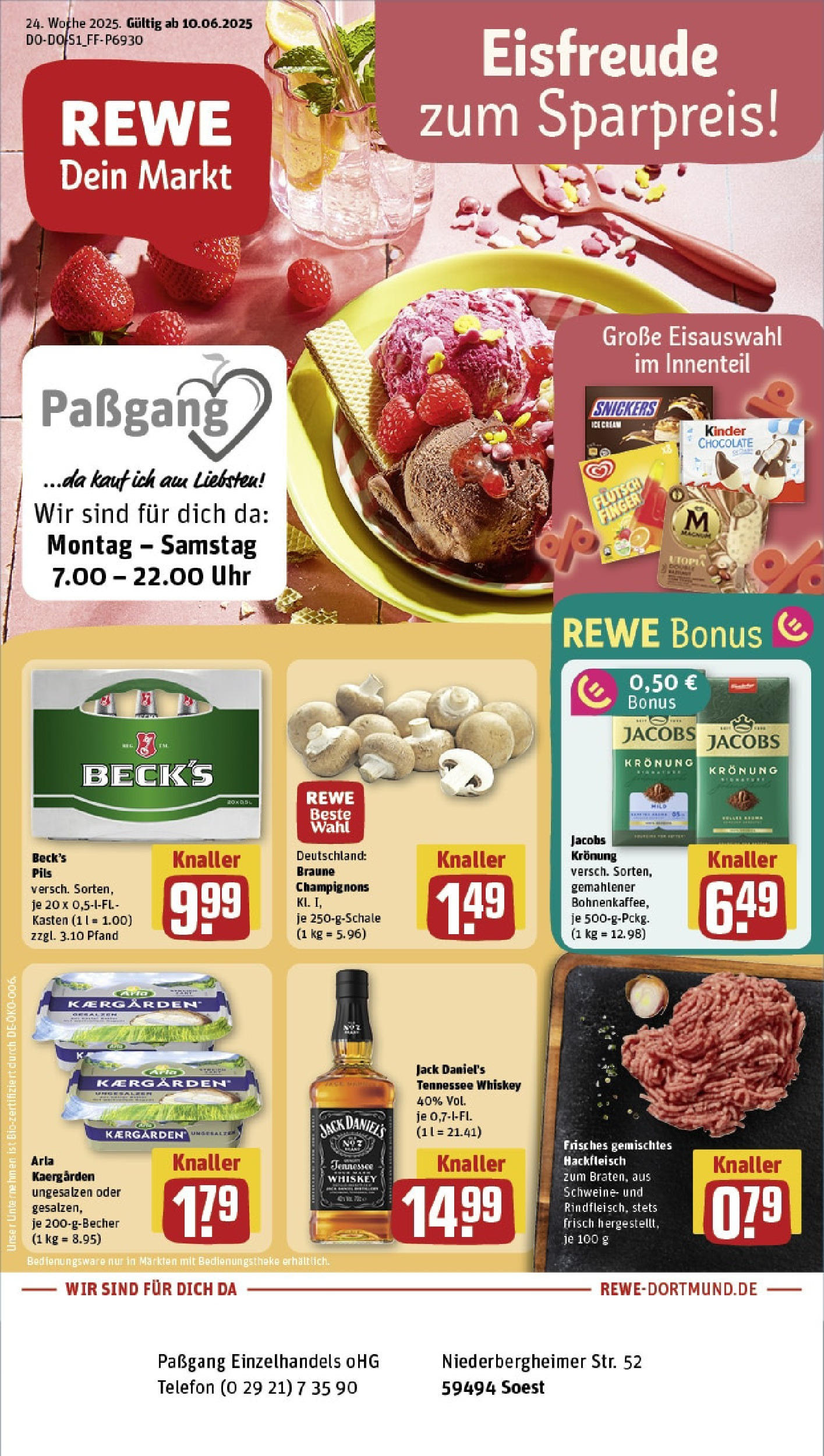 REWE Prospekt ab 08.06.2025 nächste Woche - Prospekt Soest Vorschau von dem Prospekt des Geschäftes Rewe, gültig ab dem 08.06.2025