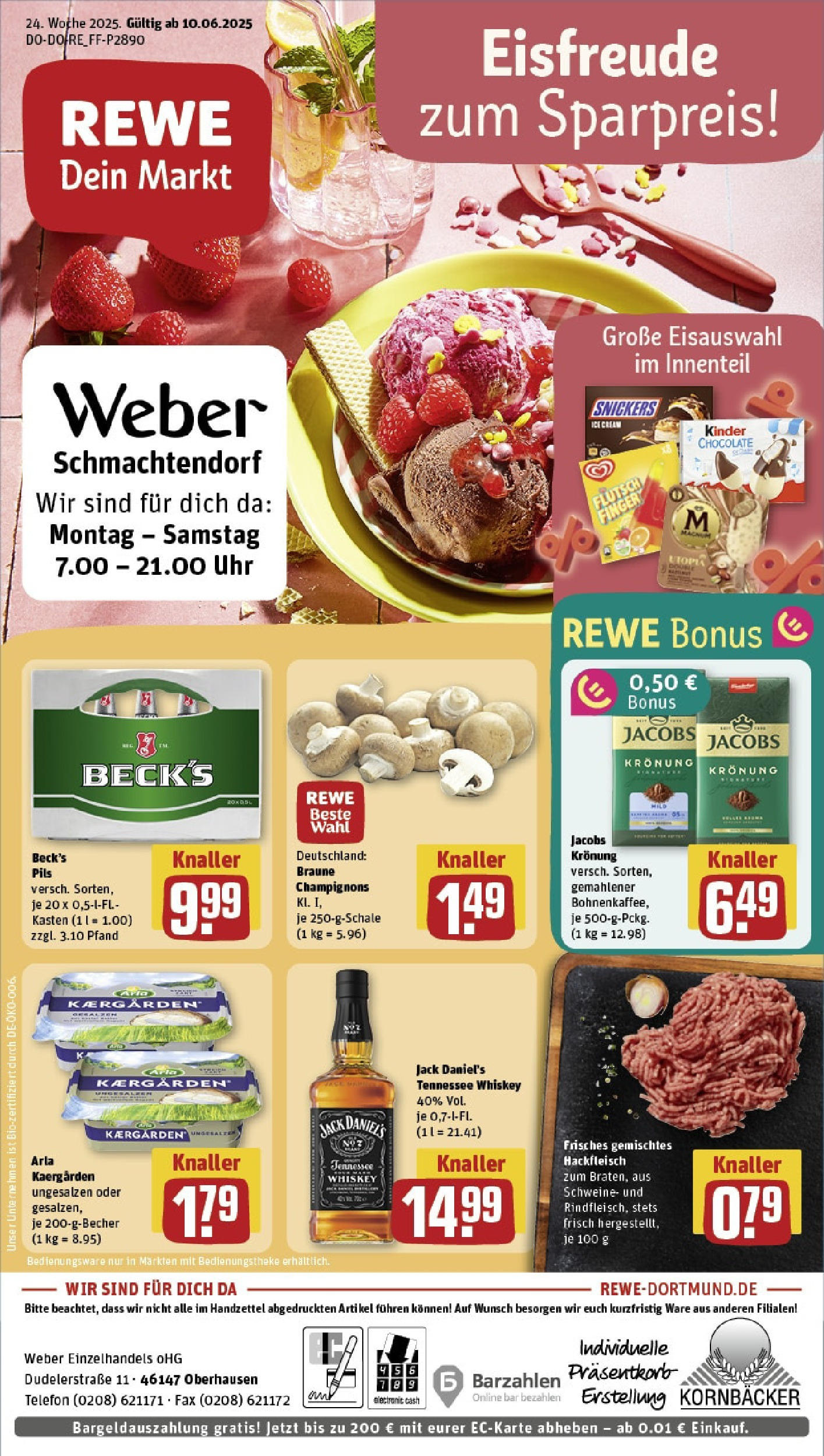 REWE Prospekt ab 08.06.2025 nächste Woche - Prospekt Oberhausen Vorschau von dem Prospekt des Geschäftes Rewe, gültig ab dem 08.06.2025