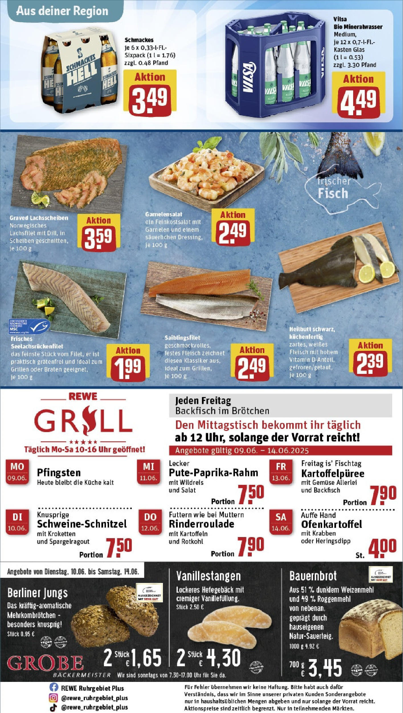 REWE Prospekt ab 08.06.2025 zum Blättern » Angebote | Seite: 28 | Produkte: Weizenmehl, Schnitzel, Mineralwasser, Gemüse
