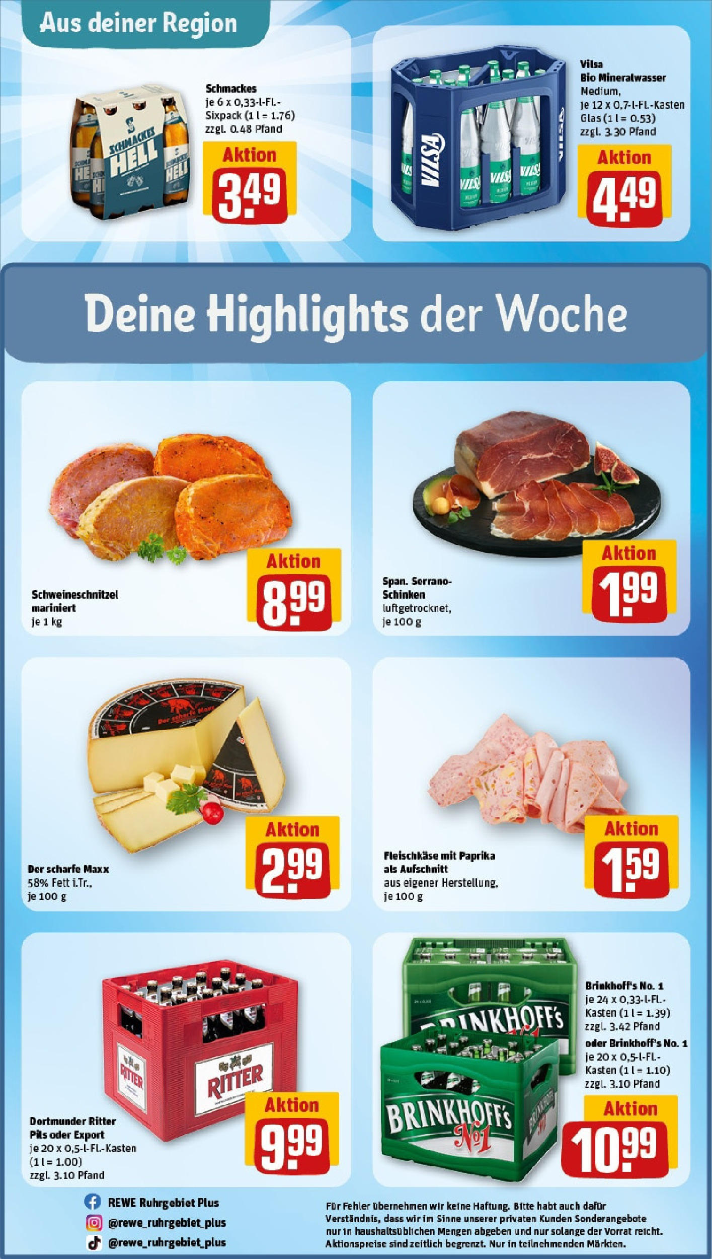 REWE Prospekt ab 08.06.2025 zum Blättern » Angebote | Seite: 28 | Produkte: Pils, Mineralwasser, Paprika, Schinken