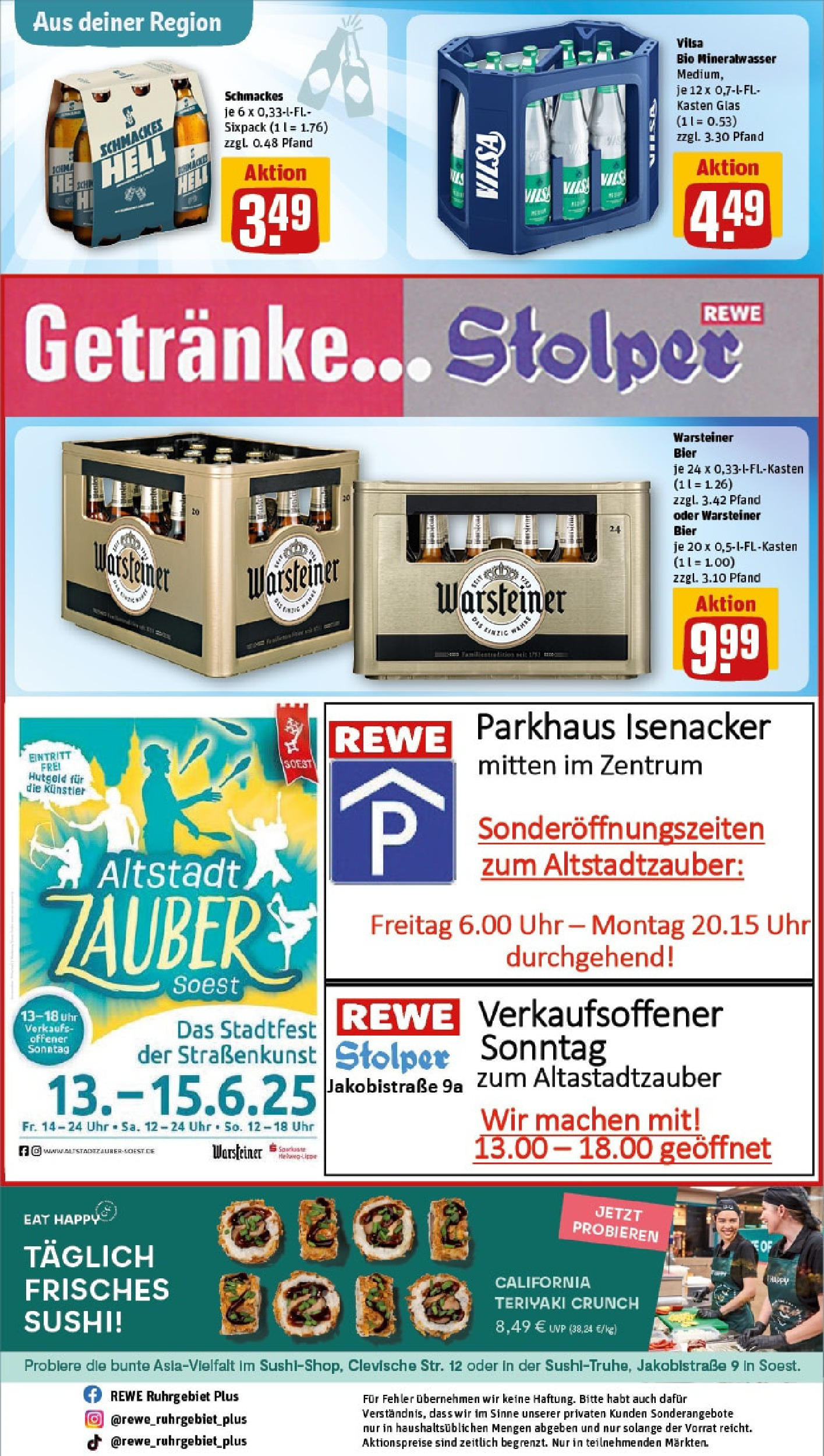REWE Prospekt ab 08.06.2025 zum Blättern » Angebote | Seite: 28 | Produkte: Bier, Mineralwasser, Warsteiner, Uhr