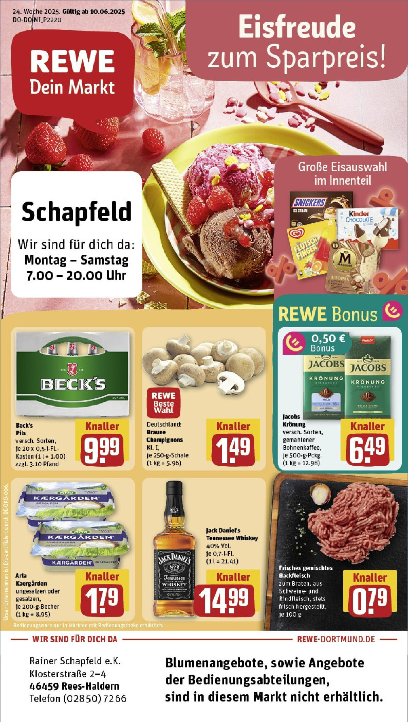 REWE Prospekt ab 08.06.2025 nächste Woche - Prospekt Rees Vorschau von dem Prospekt des Geschäftes Rewe, gültig ab dem 08.06.2025