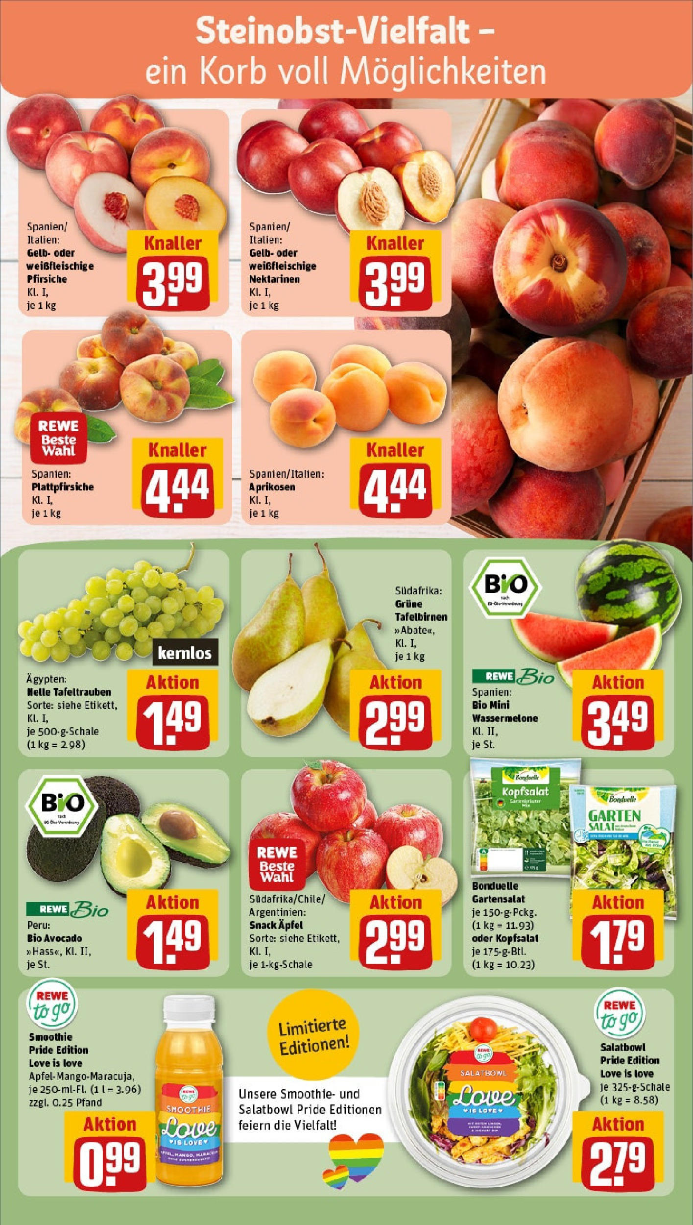 REWE Prospekt ab 08.06.2025 zum Blättern » Angebote | Seite: 6 | Produkte: Korb, Avocado, Wassermelone, Salat