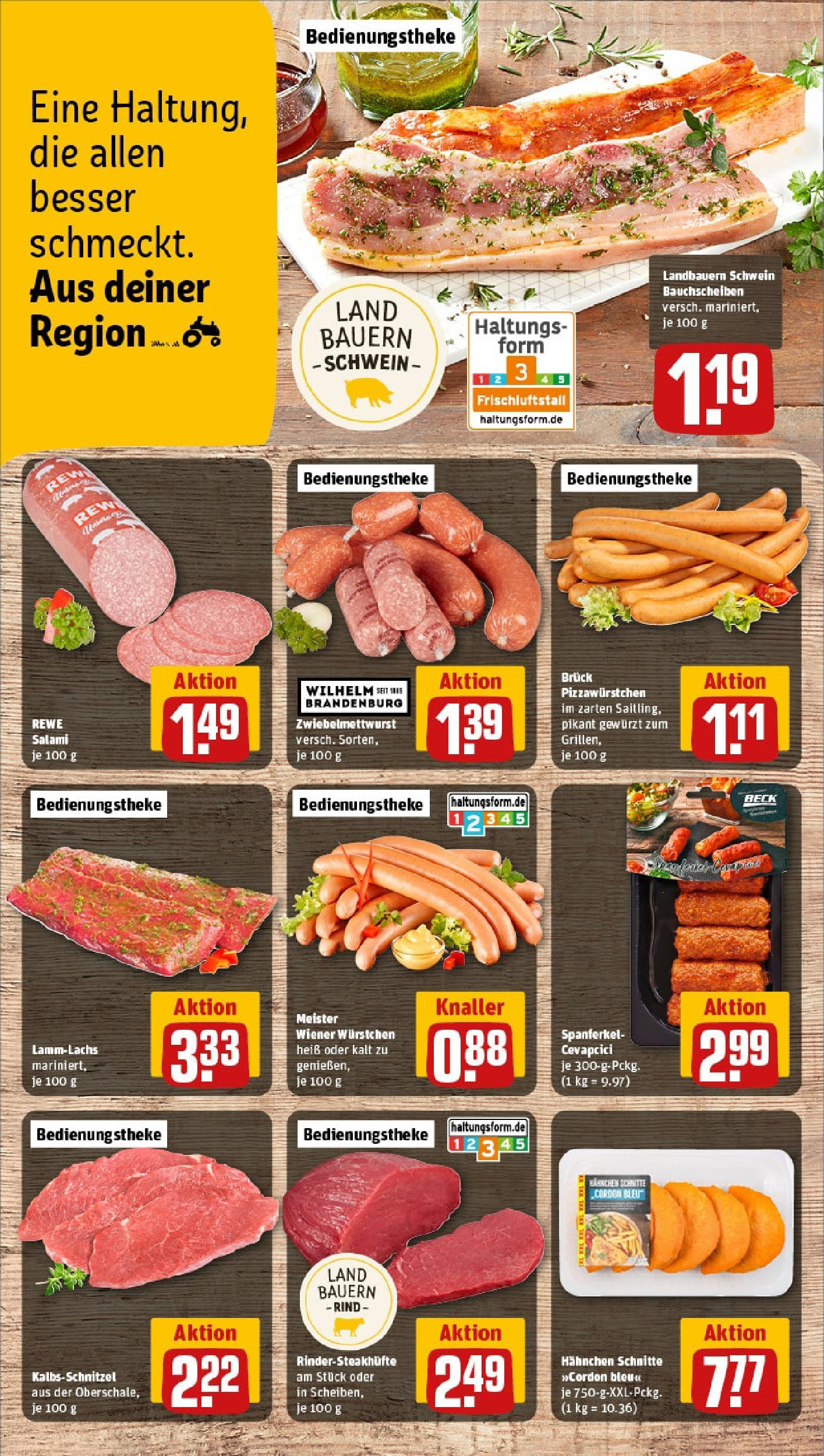 REWE Prospekt ab 08.06.2025 zum Blättern » Angebote | Seite: 8 | Produkte: Hahnchen, Cevapcici, Schnitzel, Salami