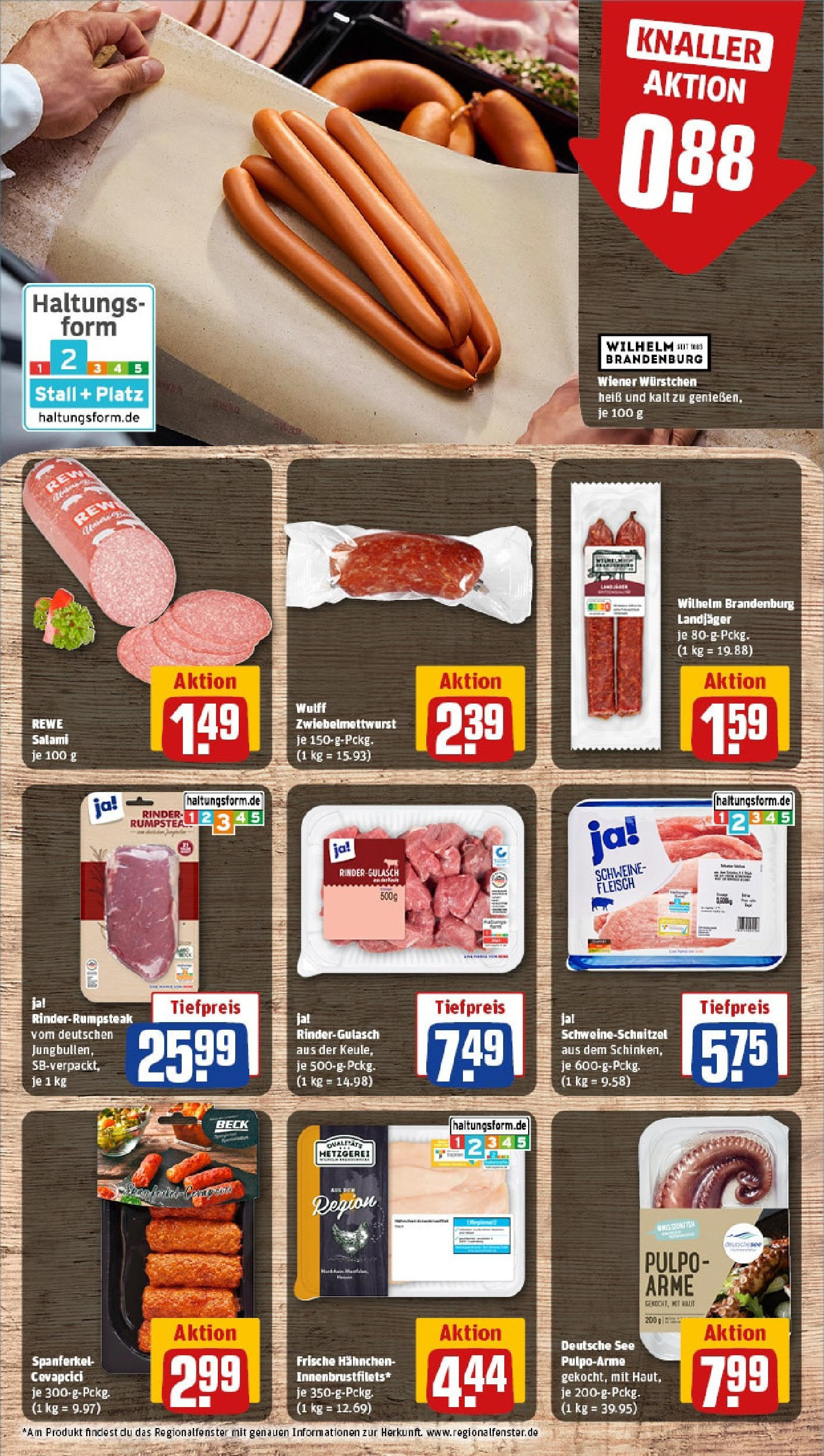 REWE Prospekt ab 08.06.2025 zum Blättern » Angebote | Seite: 8 | Produkte: Hahnchen, Wiener wurstchen, Cevapcici, Schnitzel