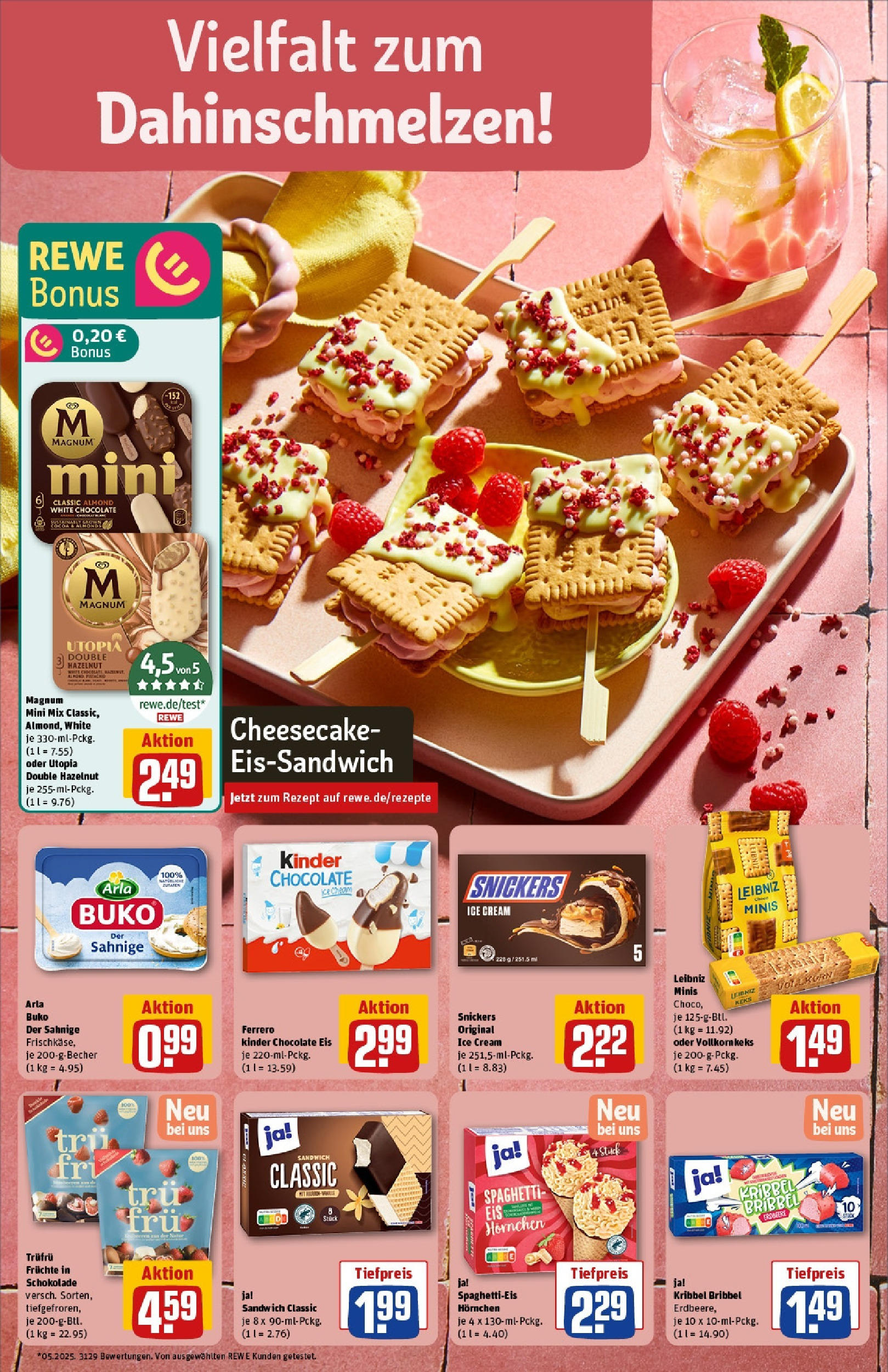 Rewe prospekt Chemnitz	 (ab 08.06.2025) zum Blättern » Angebote | Seite: 4 | Produkte: Schokolade, Snickers, Arla buko, Eis