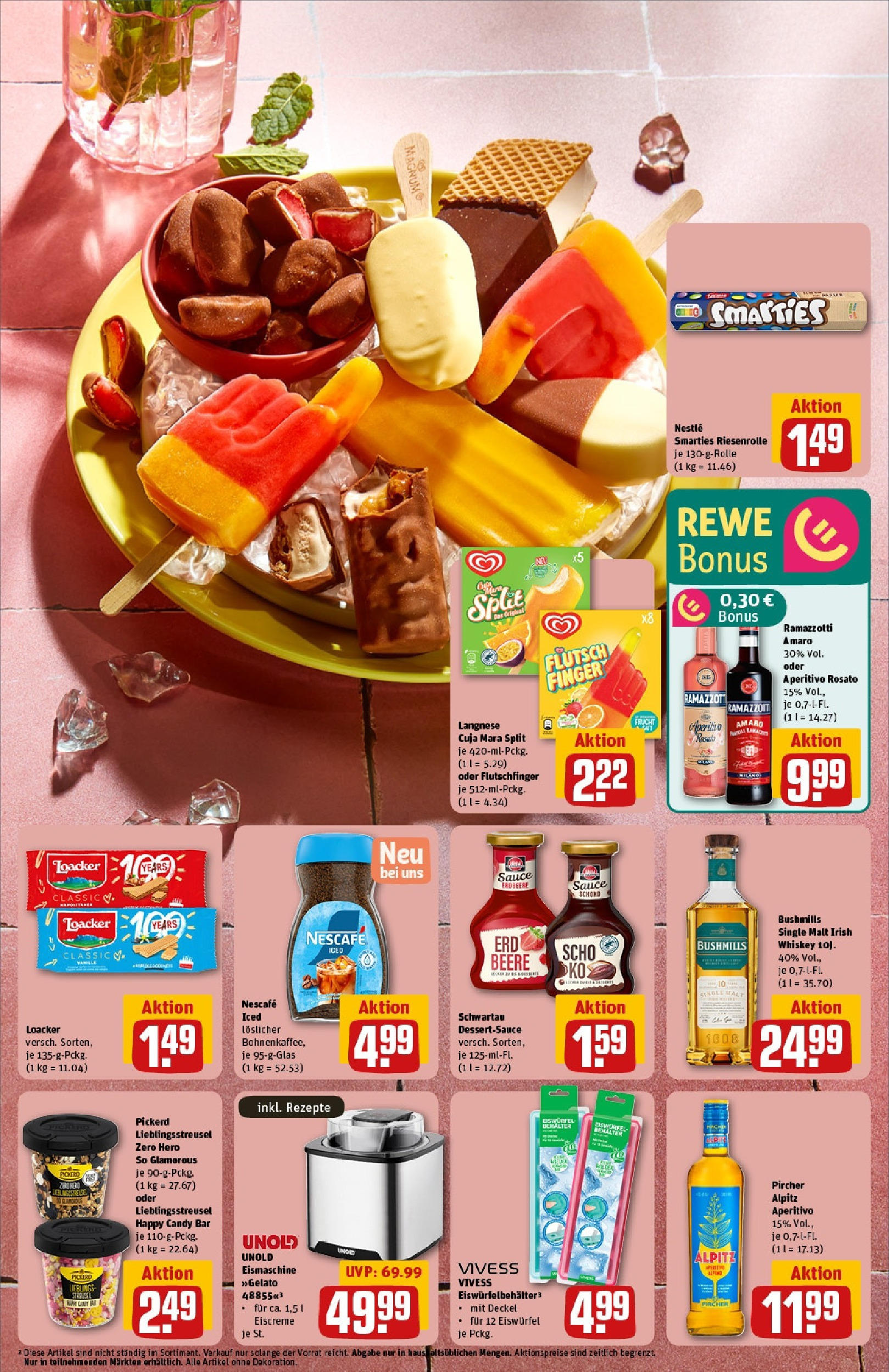 Rewe prospekt Chemnitz	 (ab 08.06.2025) zum Blättern » Angebote | Seite: 5 | Produkte: Smarties, Eiscreme, Whiskey, Ramazzotti