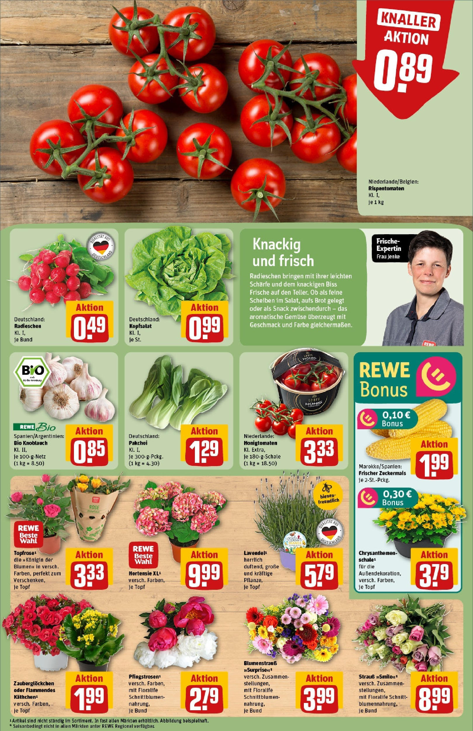 Rewe prospekt Chemnitz	 (ab 08.06.2025) zum Blättern » Angebote | Seite: 7 | Produkte: Hortensie, Gemüse, Knoblauch, Brot