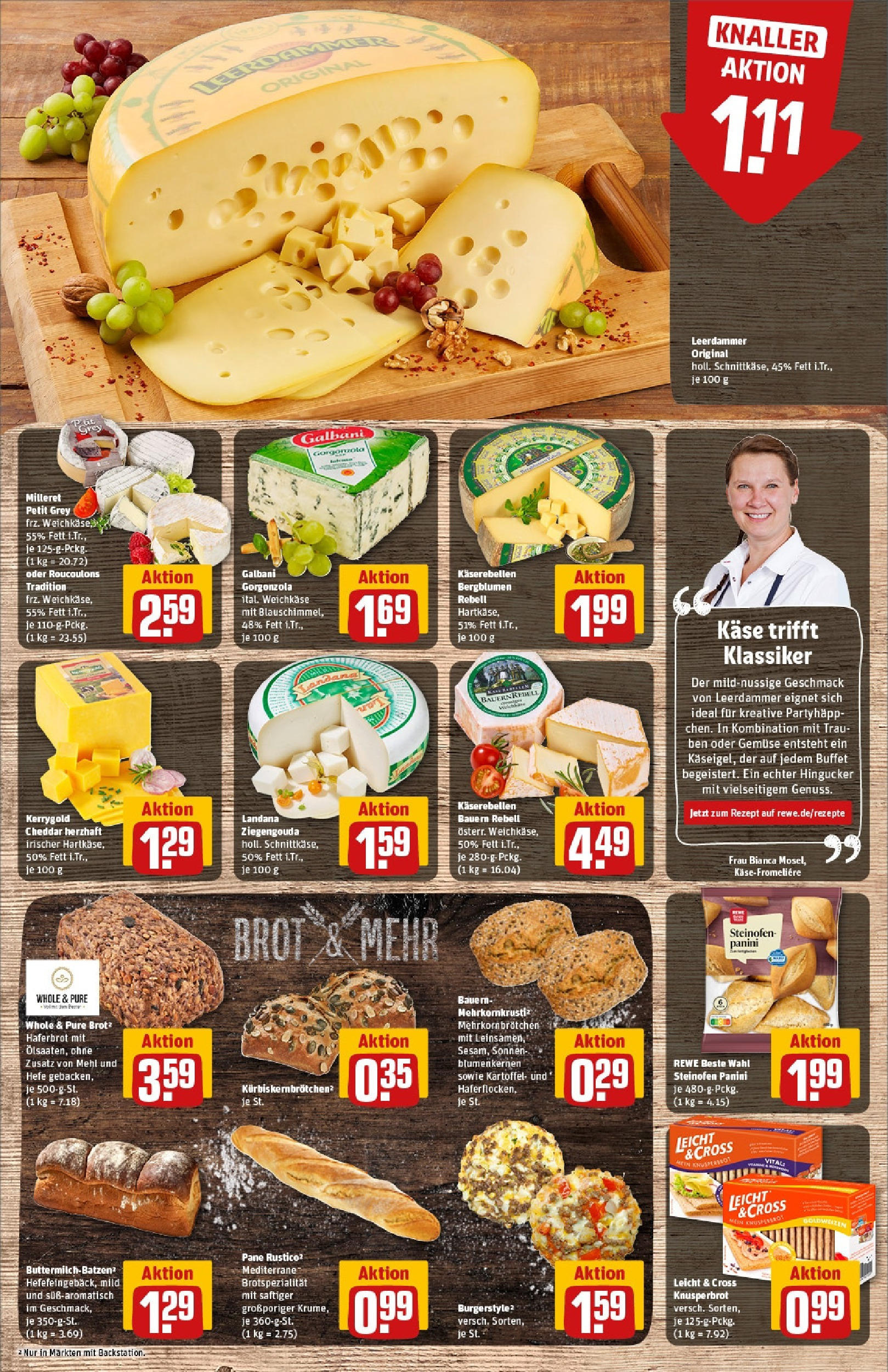 Rewe prospekt Chemnitz	 (ab 08.06.2025) zum Blättern » Angebote | Seite: 13 | Produkte: Mehl, Käse, Leerdammer, Brot