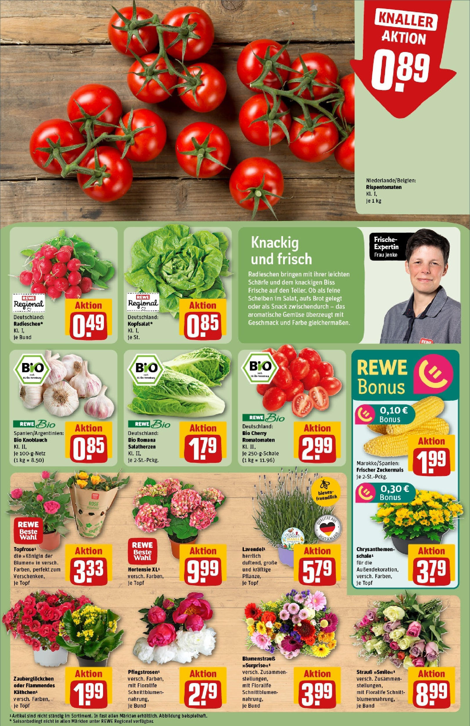 REWE Prospekt ab 08.06.2025 zum Blättern » Angebote | Seite: 7 | Produkte: Hortensie, Gemüse, Knoblauch, Brot