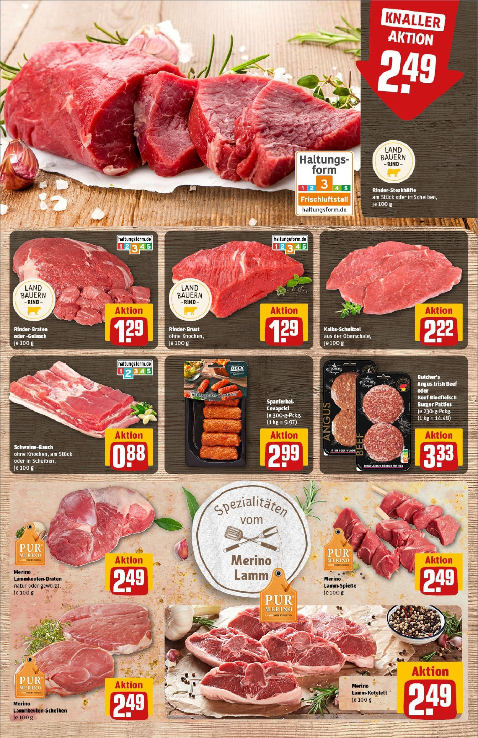REWE Prospekt ab 08.06.2025 zum Blättern » Angebote | Seite: 9 | Produkte: Rinderbraten, Cevapcici, Gulasch, Rindfleisch