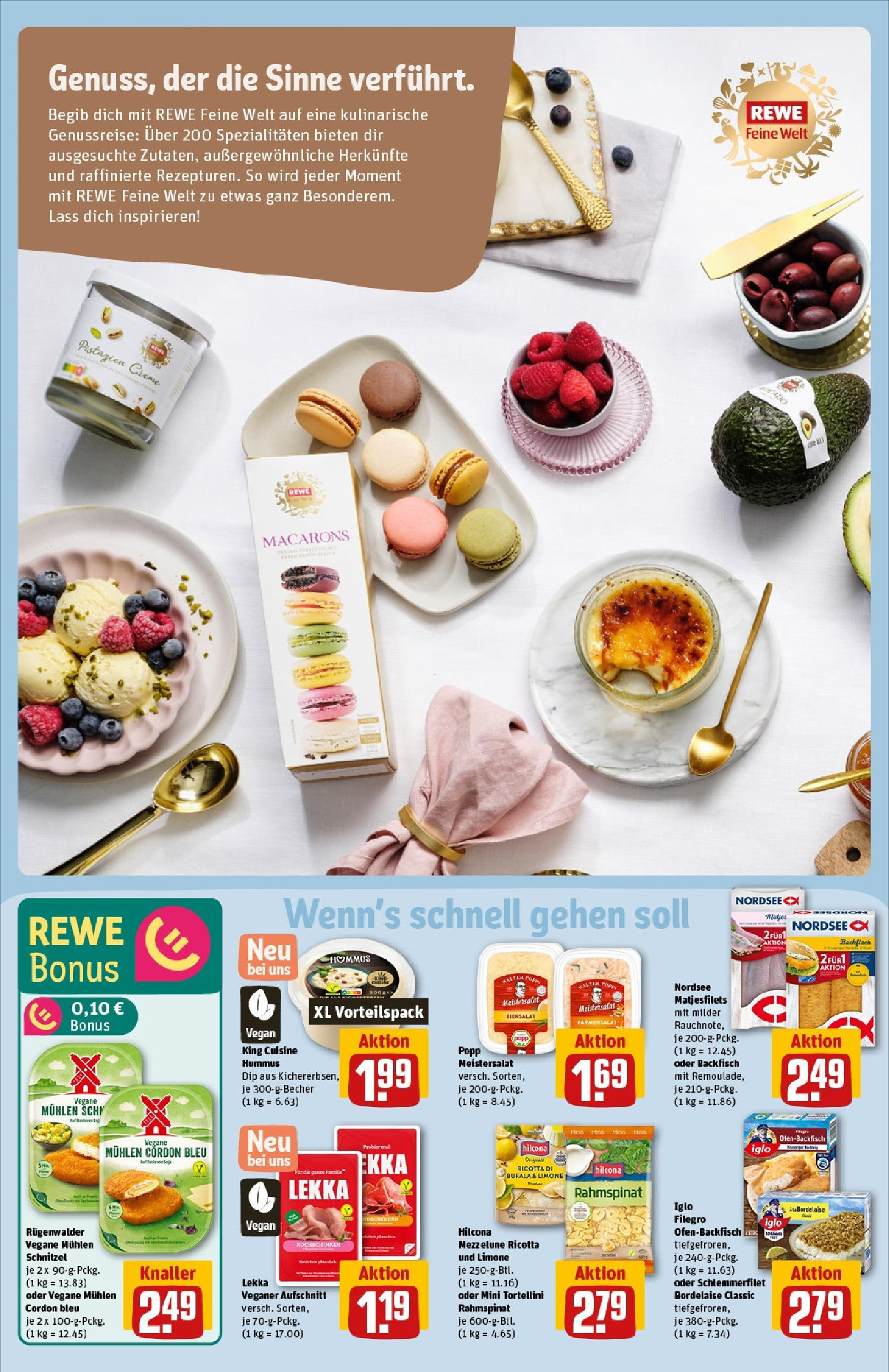 REWE Prospekt ab 08.06.2025 zum Blättern » Angebote | Seite: 12 | Produkte: Schnitzel, Pistazien, Creme, Pasta