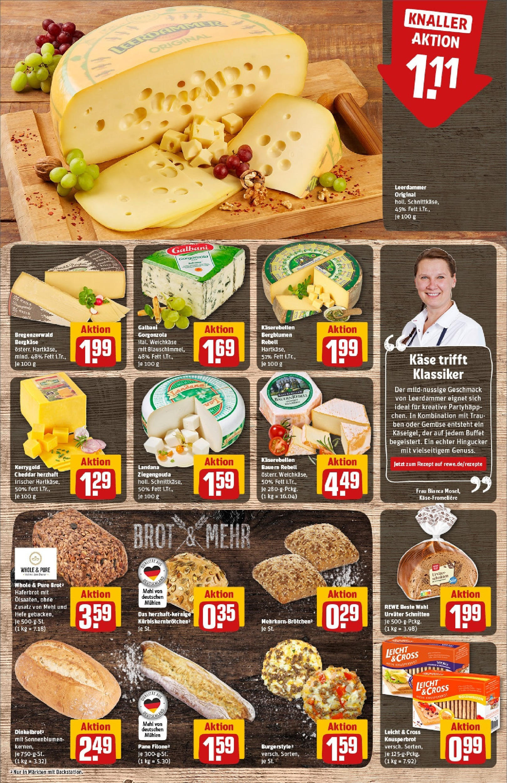 REWE Prospekt ab 08.06.2025 zum Blättern » Angebote | Seite: 11 | Produkte: Mehl, Pane, Burger, Leerdammer