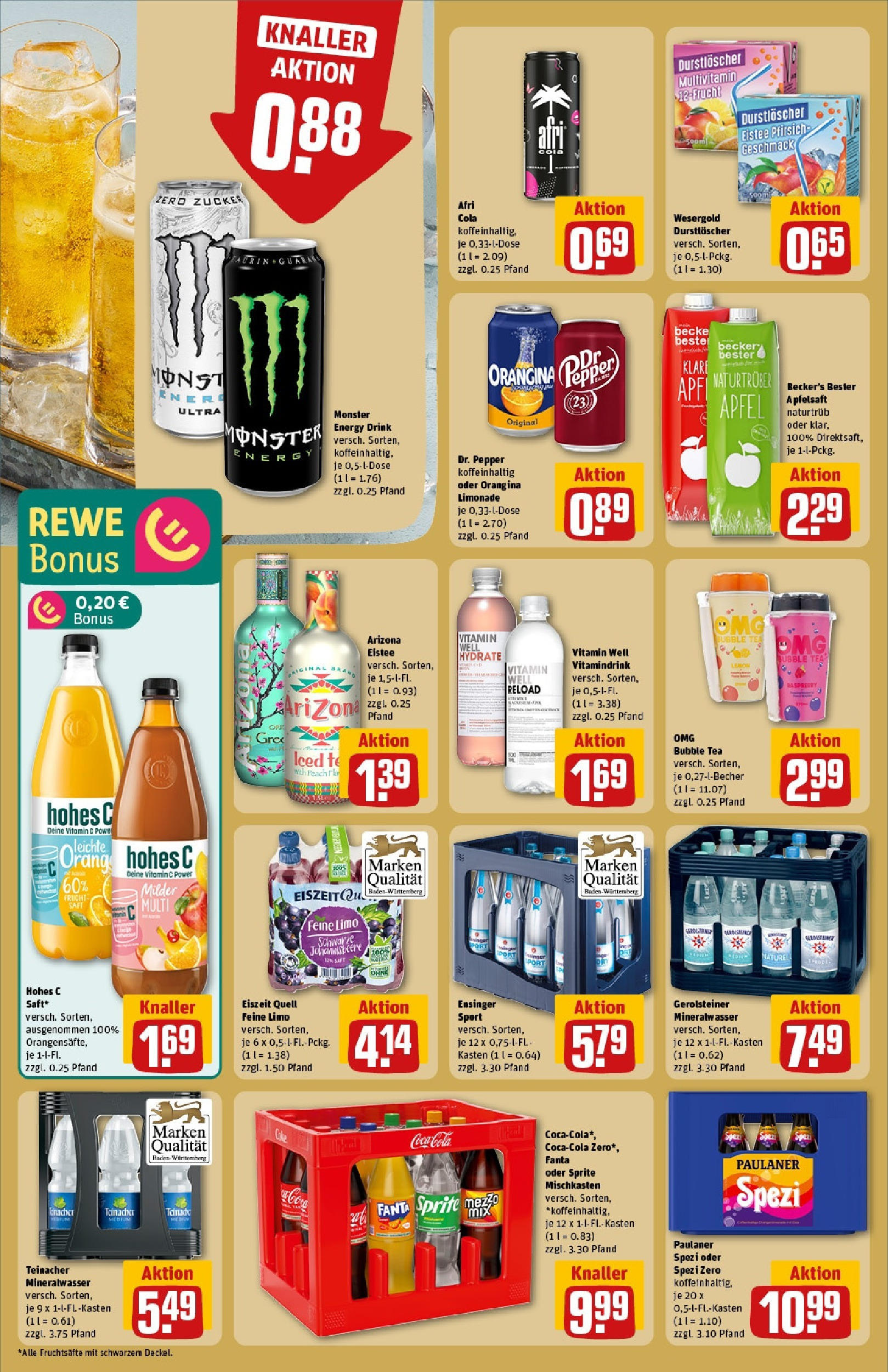 REWE Prospekt ab 08.06.2025 zum Blättern » Angebote | Seite: 16 | Produkte: Durstloscher, Äpfel, Limonade, Mineralwasser