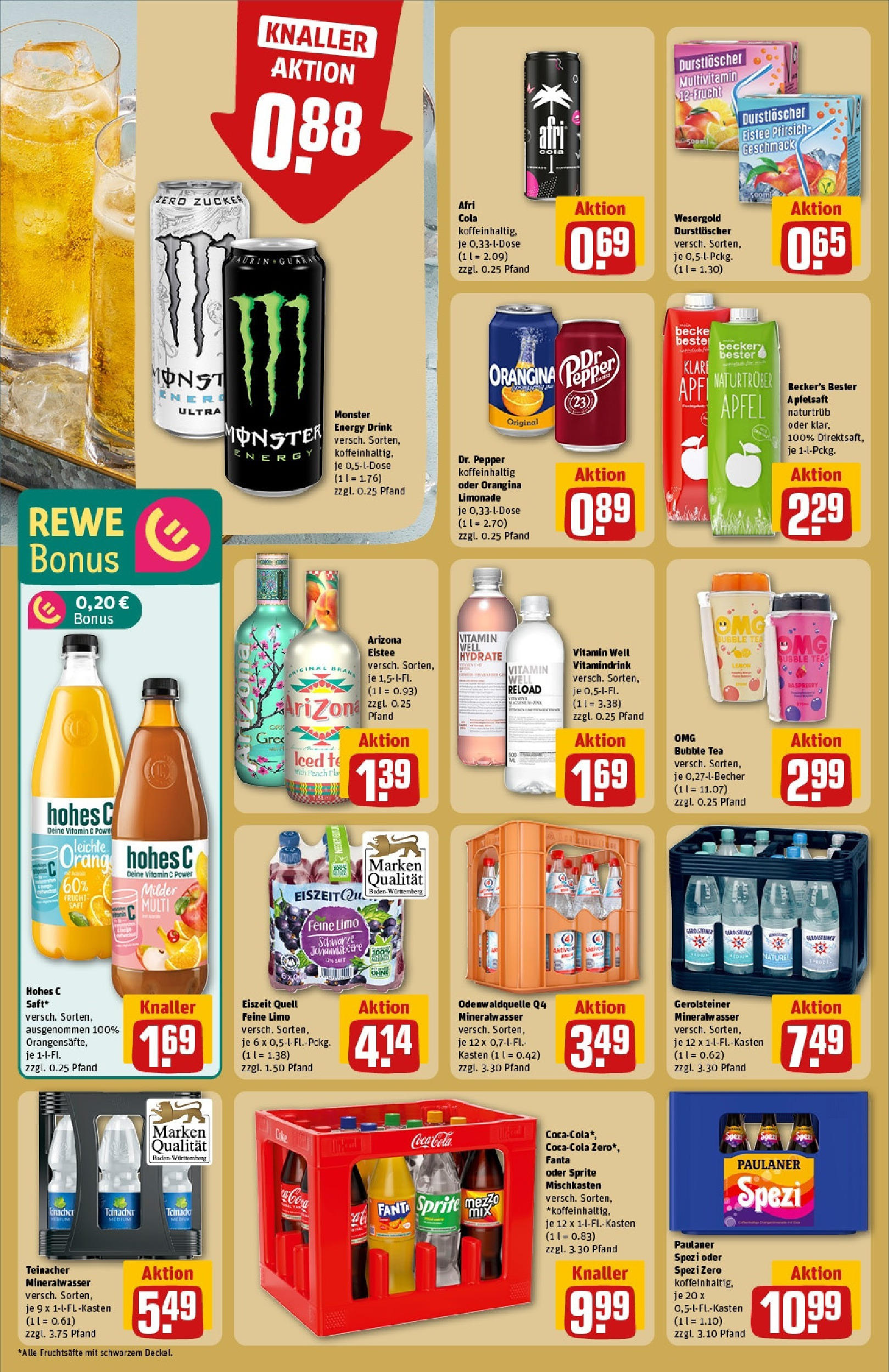 REWE Prospekt ab 08.06.2025 zum Blättern » Angebote | Seite: 16 | Produkte: Sprite, Paulaner spezi, Mineralwasser, Pfirsich