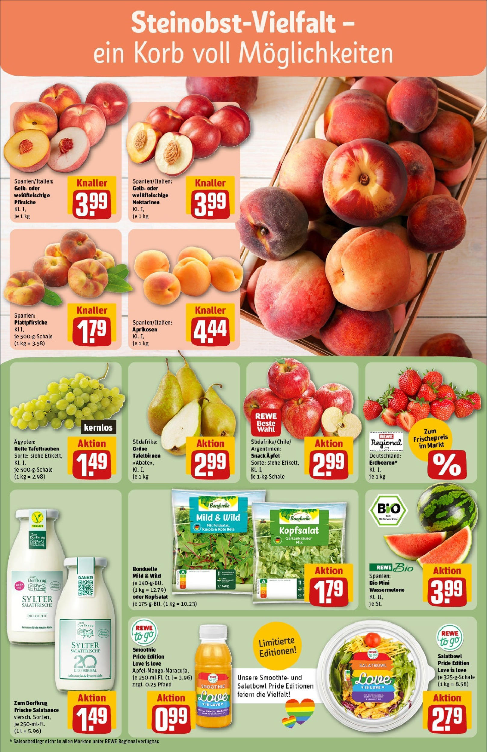 REWE Prospekt ab 08.06.2025 zum Blättern » Angebote | Seite: 6 | Produkte: Nektarinen, Korb, Äpfel, Wassermelone