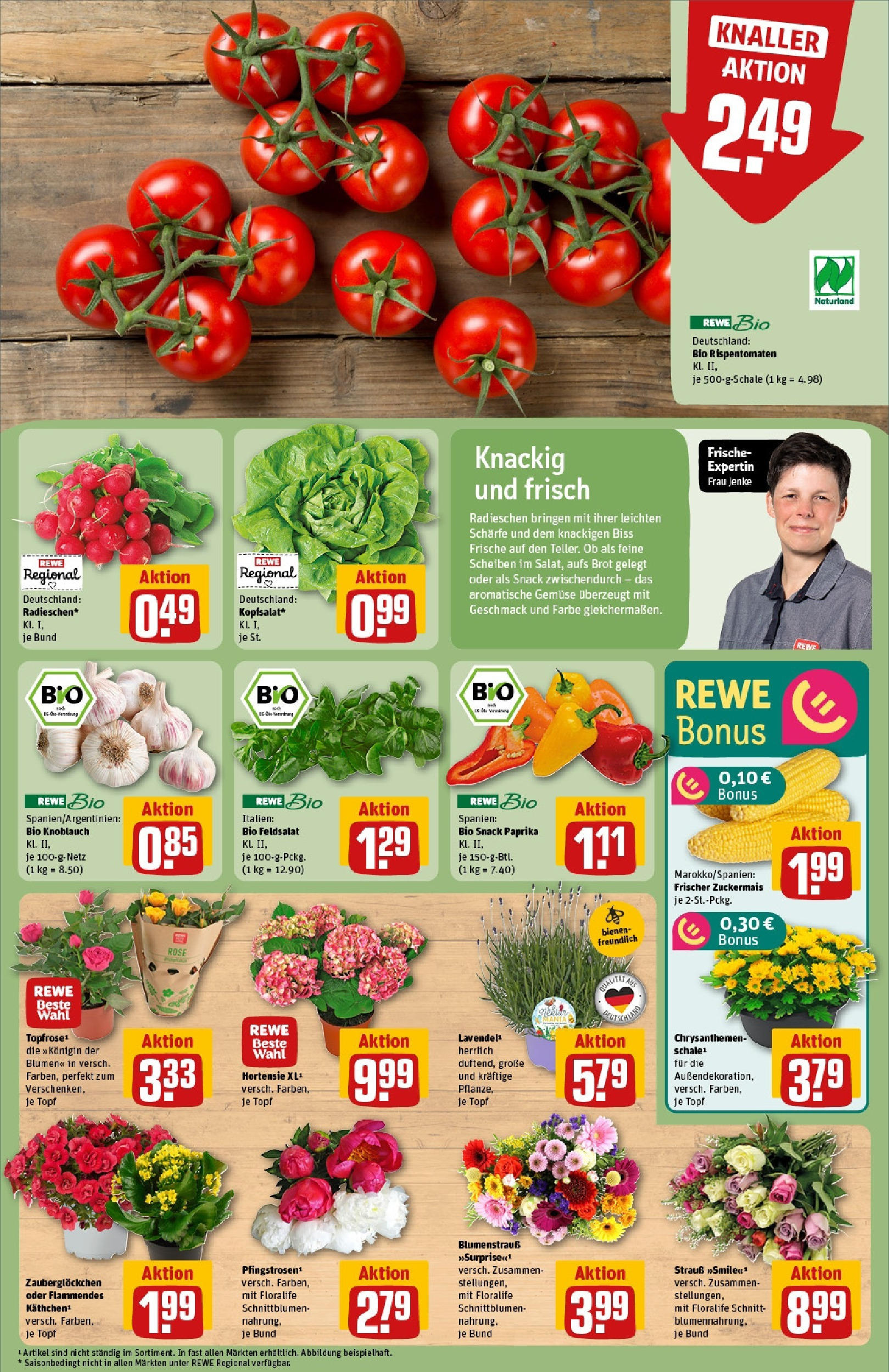 REWE Prospekt ab 08.06.2025 zum Blättern » Angebote | Seite: 7 | Produkte: Blumen, Gemüse, Knoblauch, Brot