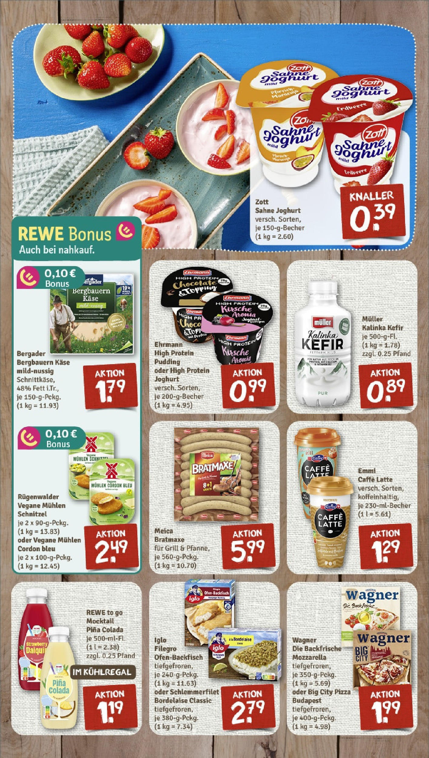 REWE Prospekt ab 08.06.2025 zum Blättern » Angebote | Seite: 5 | Produkte: Käse, Joghurt, Pudding, Pizza