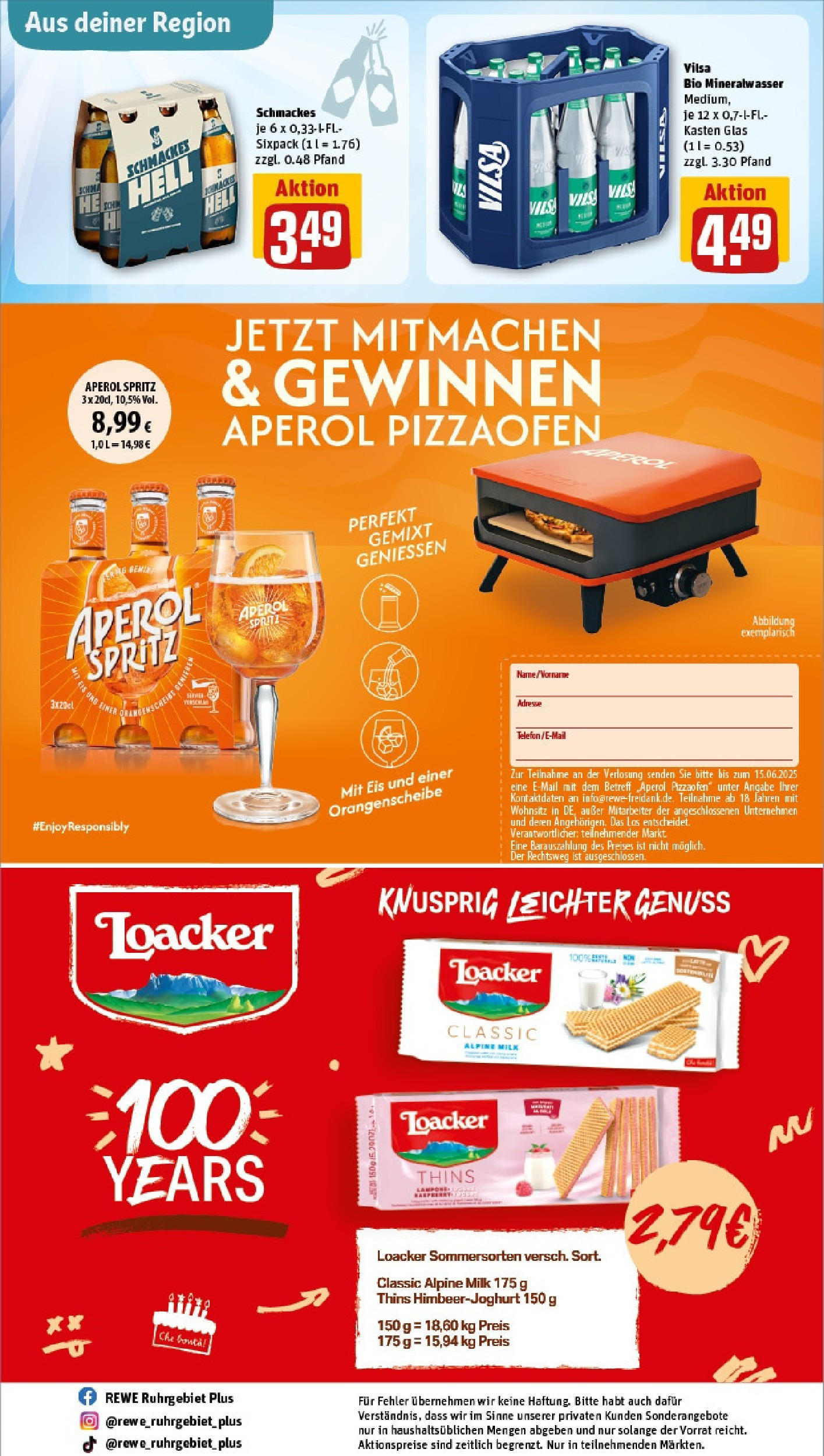 REWE Prospekt ab 08.06.2025 zum Blättern » Angebote | Seite: 28 | Produkte: Mineralwasser, Aperol, Eis, Telefon