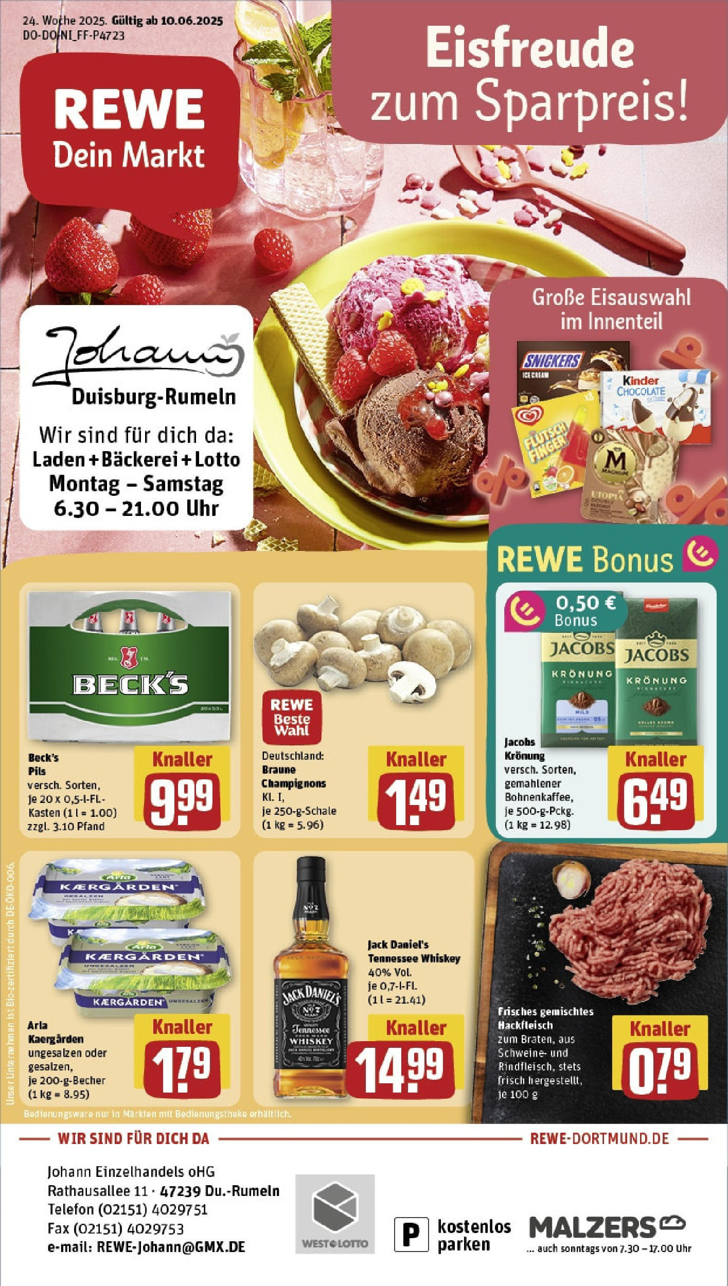 REWE Prospekt ab 08.06.2025 nächste Woche - Prospekt Duisburg / Rumeln Vorschau von dem Prospekt des Geschäftes Rewe, gültig ab dem 08.06.2025
