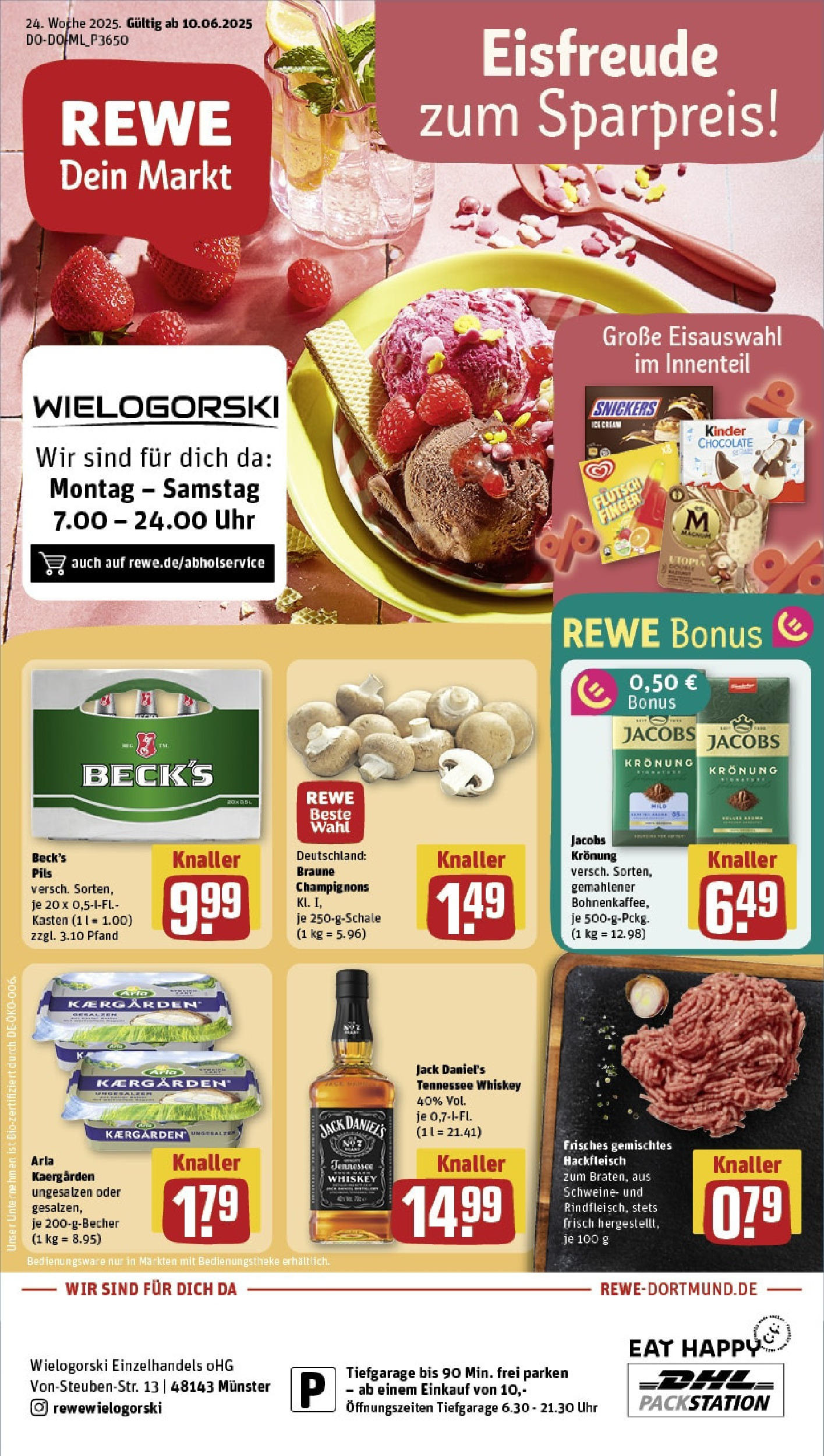 REWE Prospekt ab 08.06.2025 nächste Woche - Prospekt Münster Vorschau von dem Prospekt des Geschäftes Rewe, gültig ab dem 08.06.2025