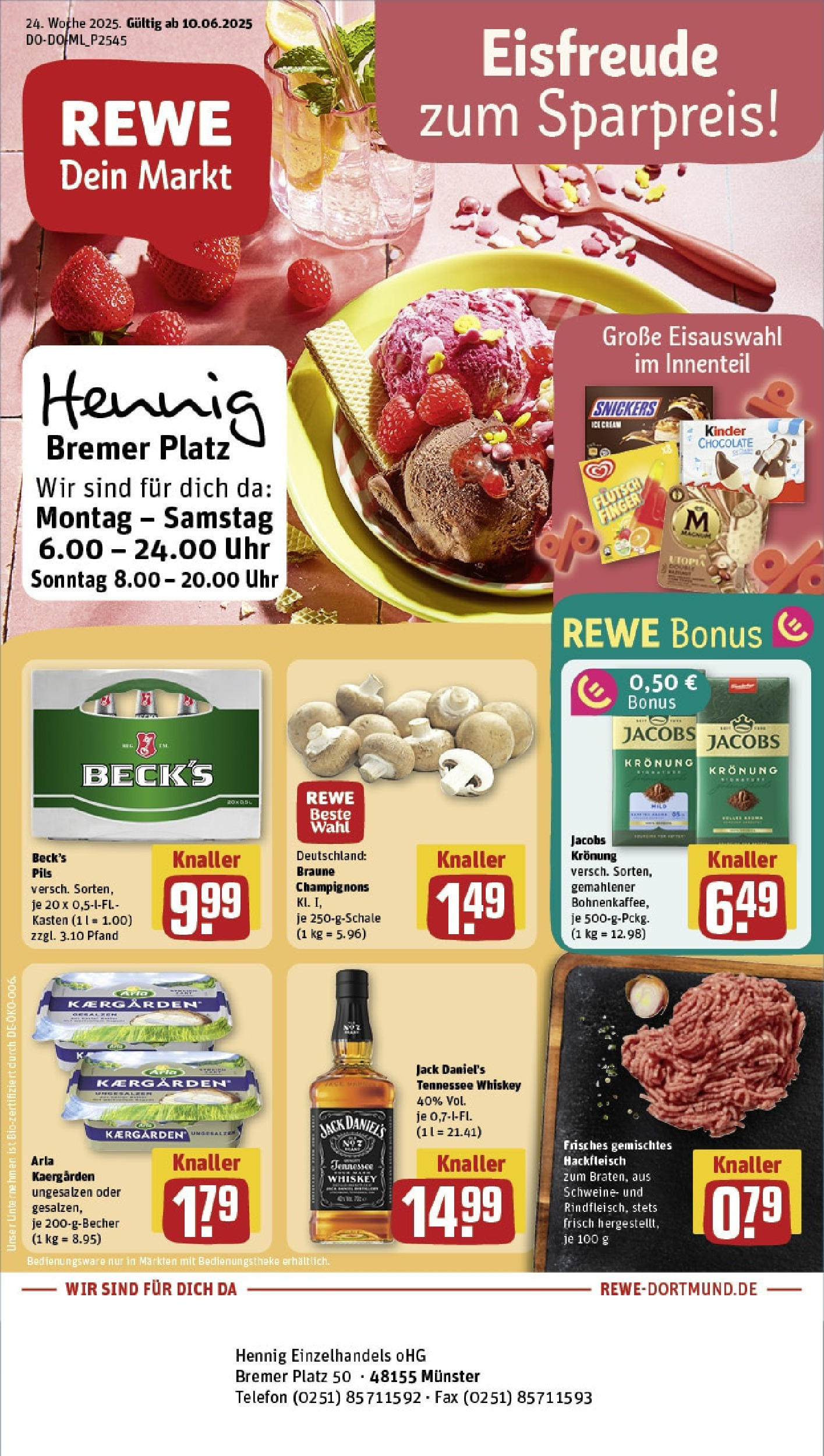 REWE Prospekt ab 08.06.2025 nächste Woche - Prospekt Münster Vorschau von dem Prospekt des Geschäftes Rewe, gültig ab dem 08.06.2025