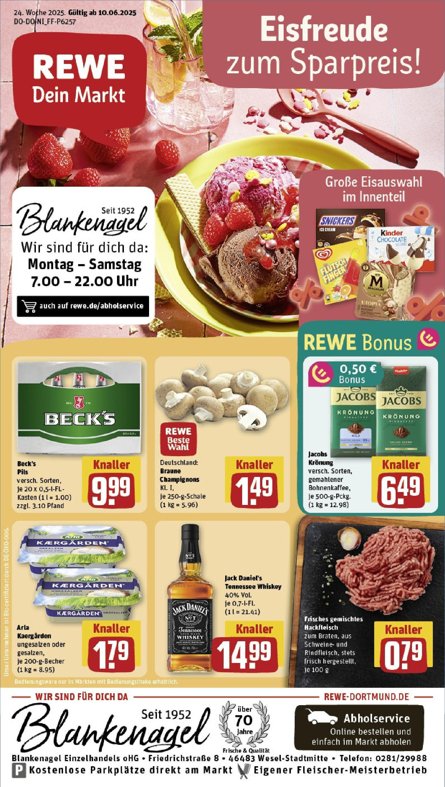 REWE Prospekt ab 08.06.2025 nächste Woche - Prospekt Wesel Vorschau von dem Prospekt des Geschäftes Rewe, gültig ab dem 08.06.2025