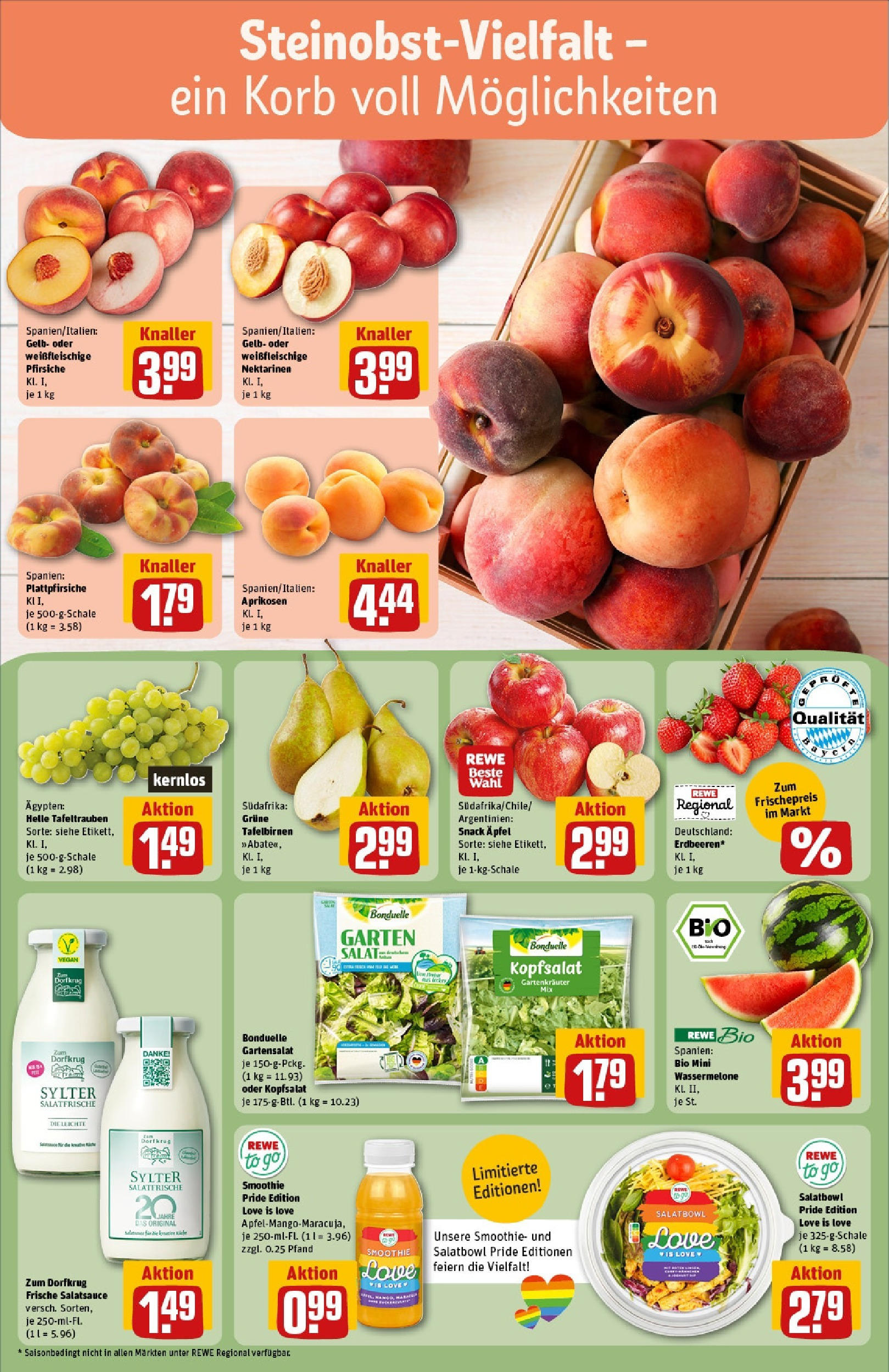 REWE Prospekt ab 08.06.2025 zum Blättern » Angebote | Seite: 6 | Produkte: Korb, Dressing, Äpfel, Wassermelone