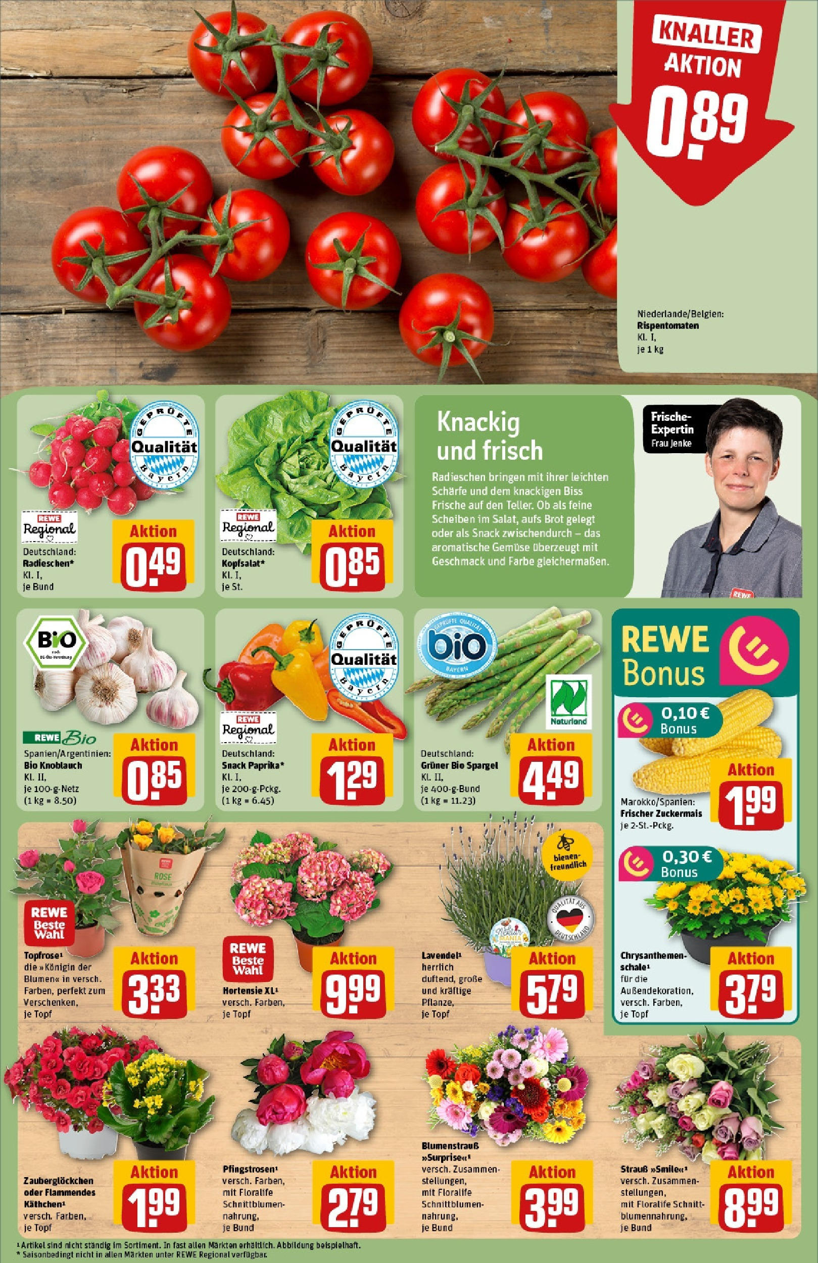 REWE Prospekt ab 08.06.2025 zum Blättern » Angebote | Seite: 7 | Produkte: Blumen, Gemüse, Knoblauch, Brot