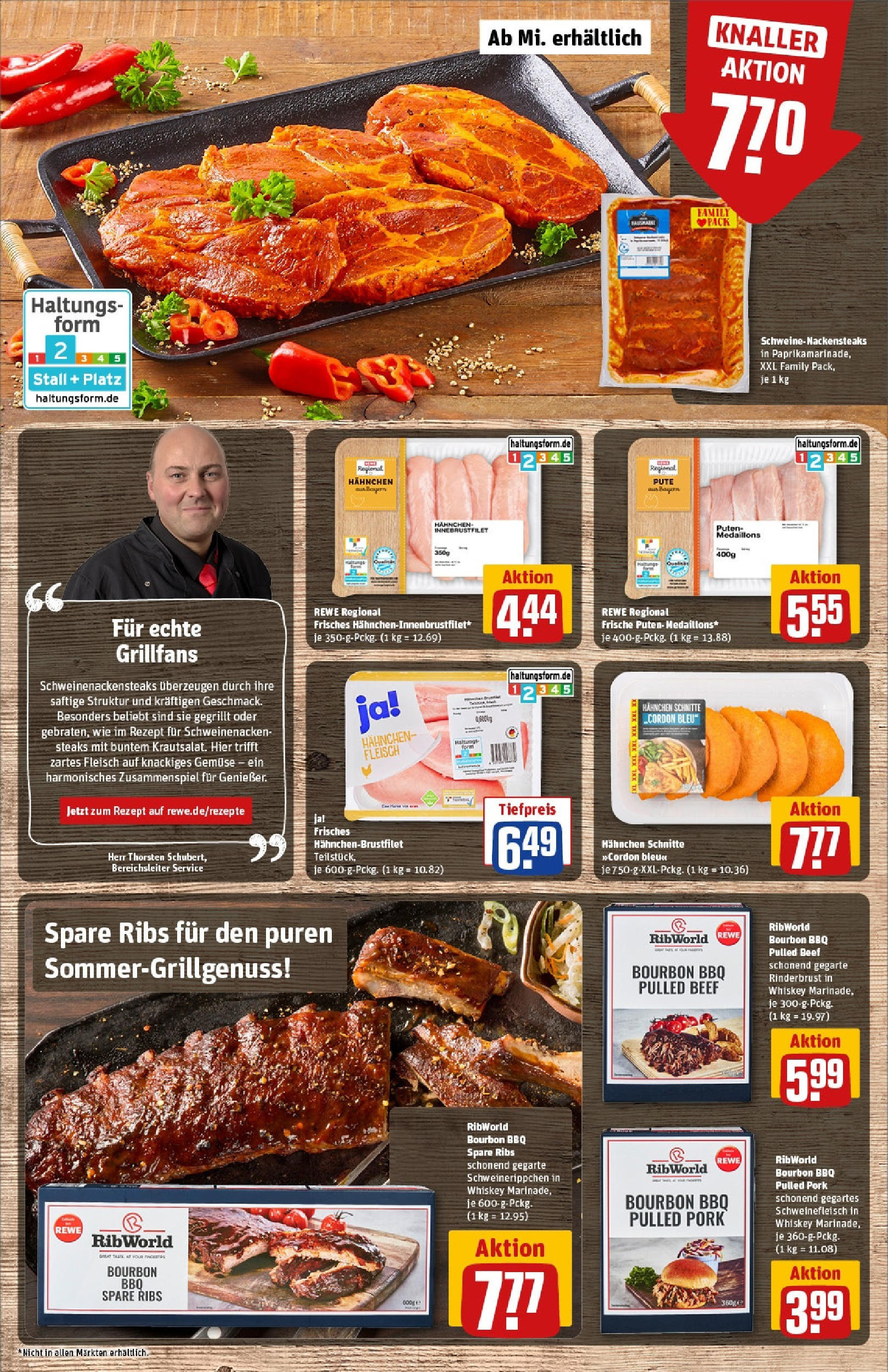 REWE Prospekt ab 08.06.2025 zum Blättern » Angebote | Seite: 8 | Produkte: Spare ribs, Gemüse, Bourbon, Fleisch