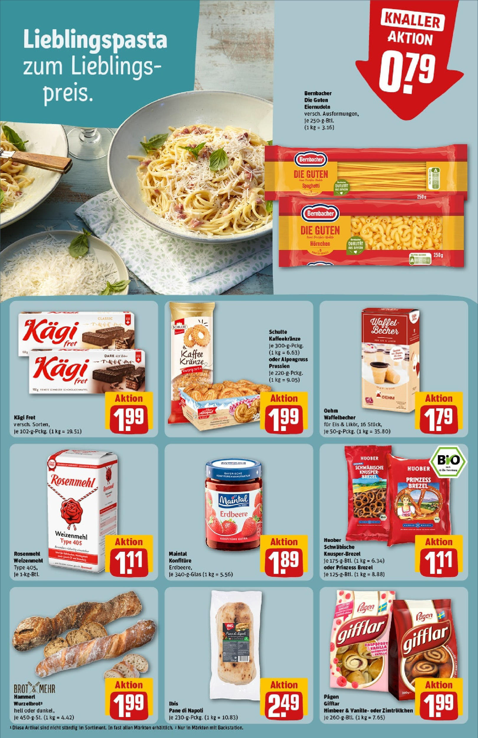 REWE Prospekt ab 08.06.2025 zum Blättern » Angebote | Seite: 19 | Produkte: Kaffee, Pasta, Brot, Eis