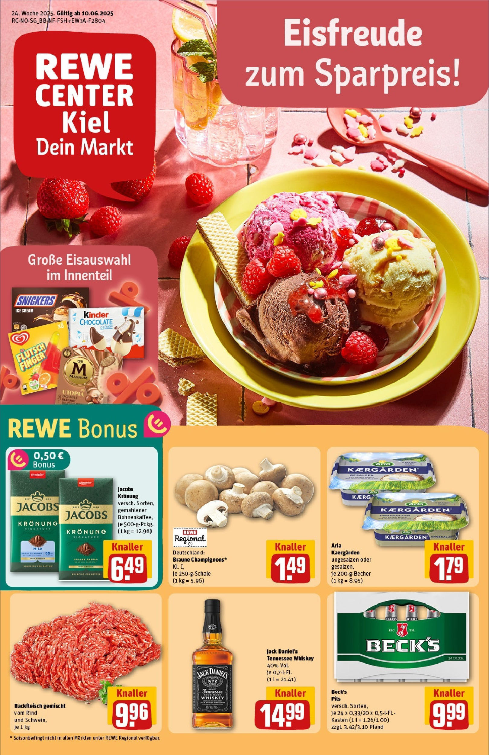 REWE Prospekt ab 08.06.2025 nächste Woche - Prospekt Kiel Vorschau von dem Prospekt des Geschäftes Rewe, gültig ab dem 08.06.2025