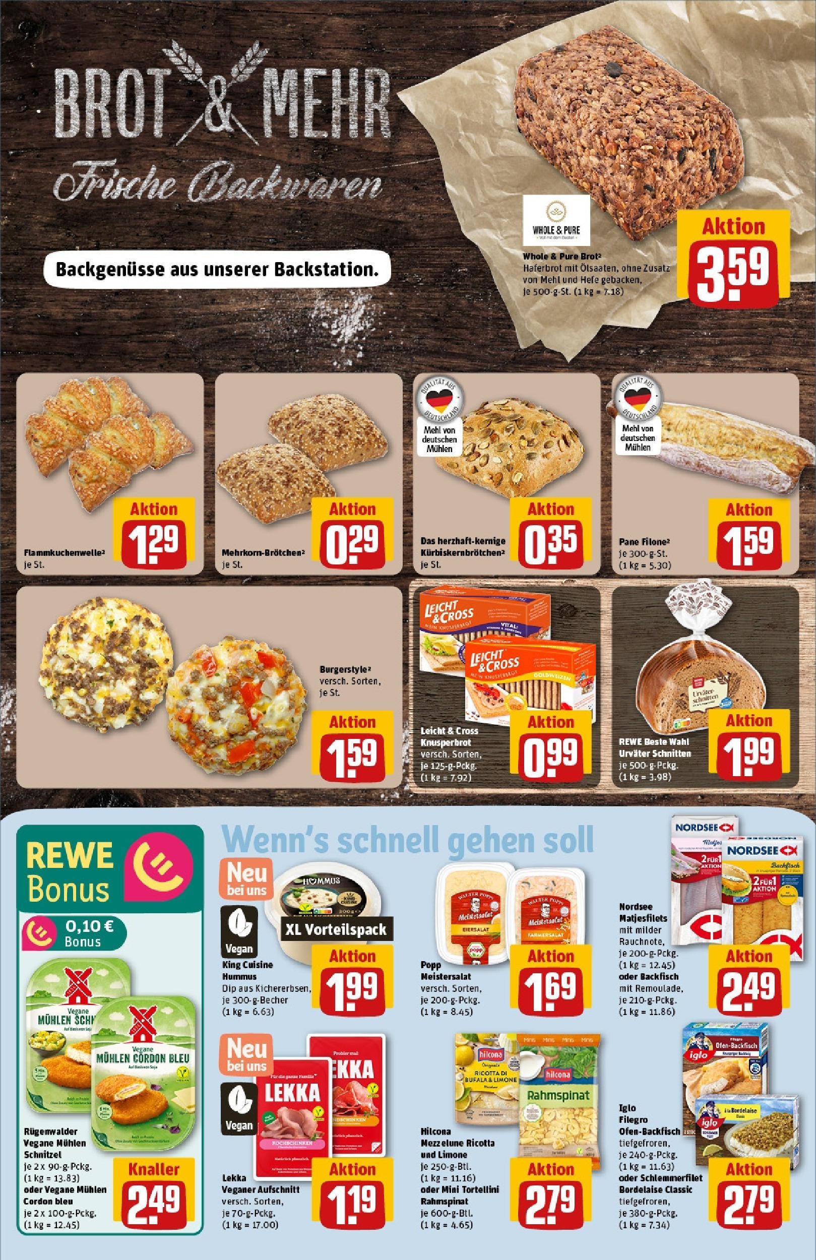 REWE Prospekt ab 08.06.2025 zum Blättern » Angebote | Seite: 12 | Produkte: Mehl, Iglo, Pane, Schnitzel