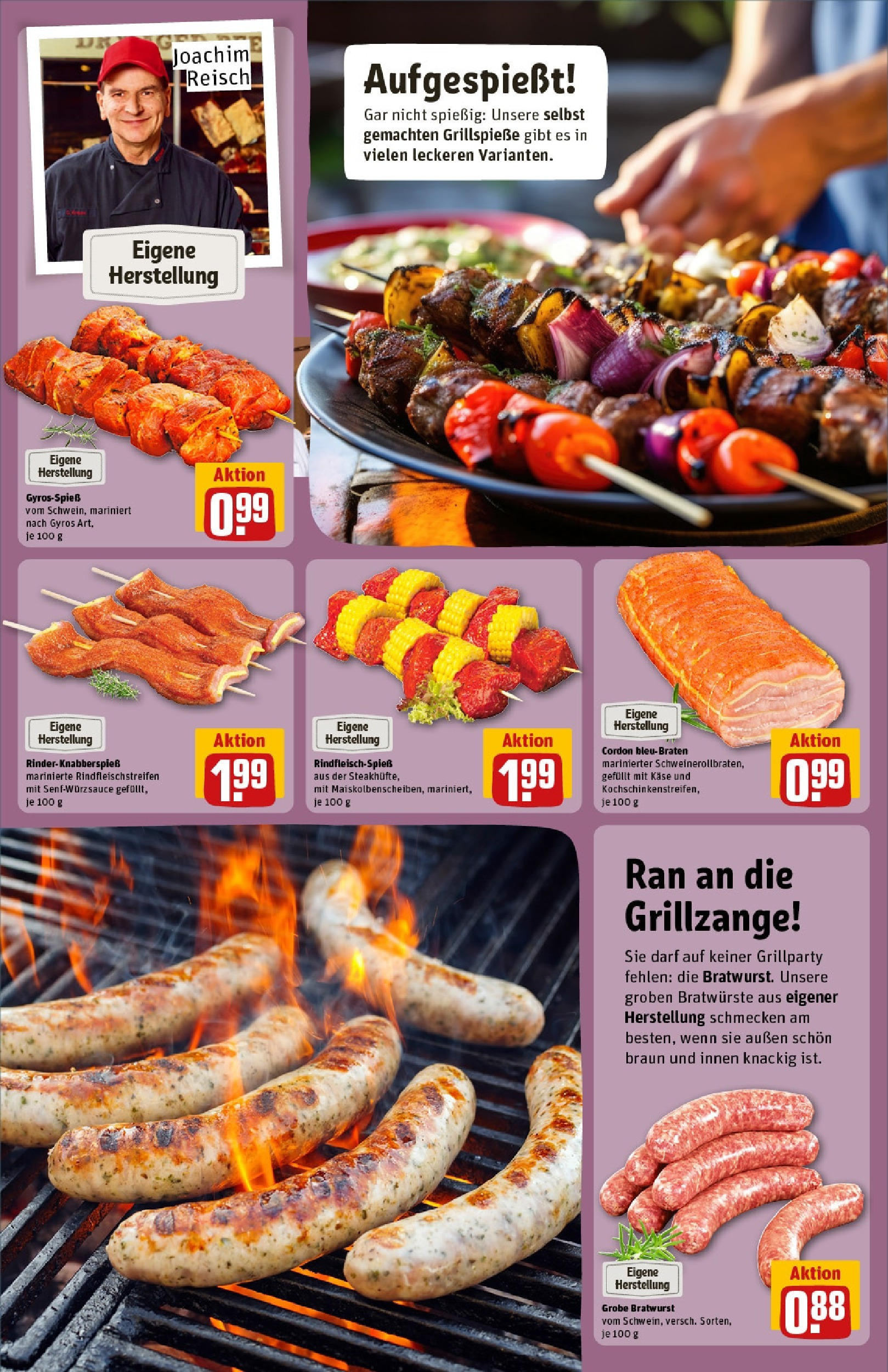 REWE Prospekt ab 08.06.2025 zum Blättern » Angebote | Seite: 12 | Produkte: Käse, Bratwurst, Gyros