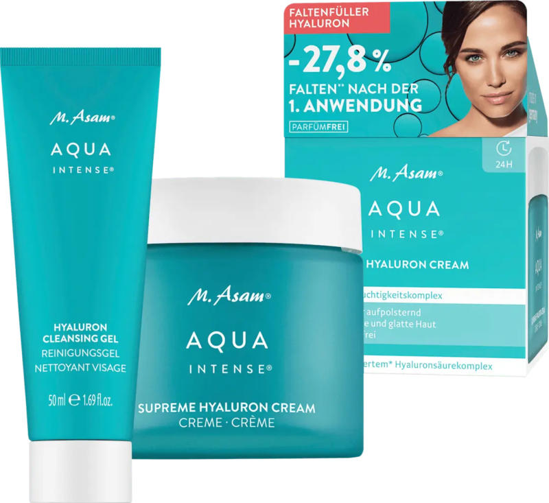 M. Asam Gesichtspflegeset Aqua Intense Hyaluron 2tlg, Gesichtscreme + Reinigungsgel
