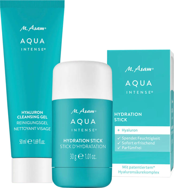M. Asam Gesichtspflegeset Aqua Intense Hyaluron 2tlg, Gesichtsserum Stick + Reinigungsgel
