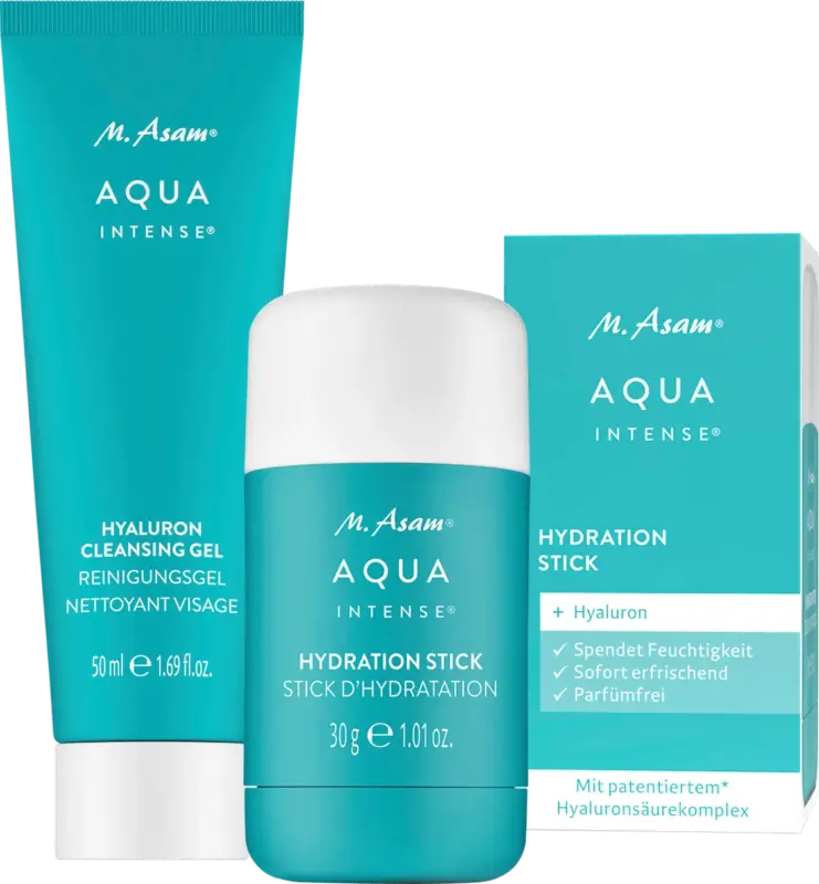 M. Asam Gesichtspflegeset Aqua Intense Hyaluron 2tlg, Gesichtsserum Stick + Reinigungsgel