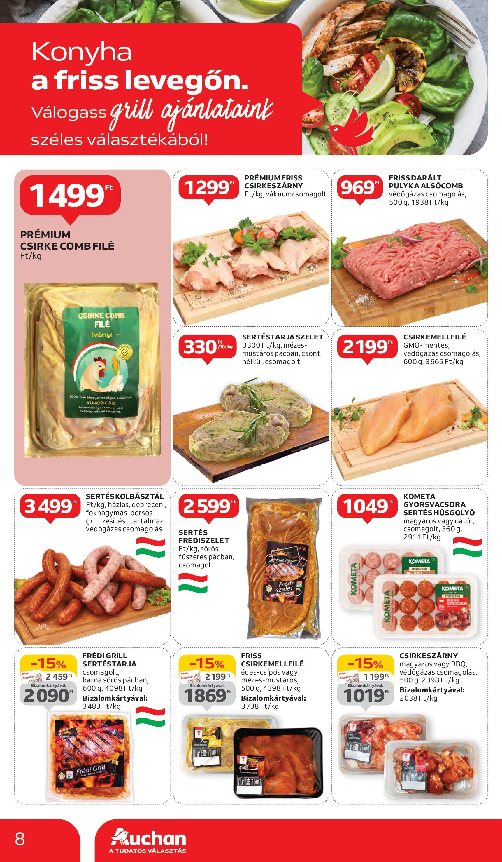 Auchan Akciós újság - 2025.06.05. -tól/töl > akció, lapozható szórólap 🛍️ | Oldal: 8 | Termékek: Sertéstarja, Grill