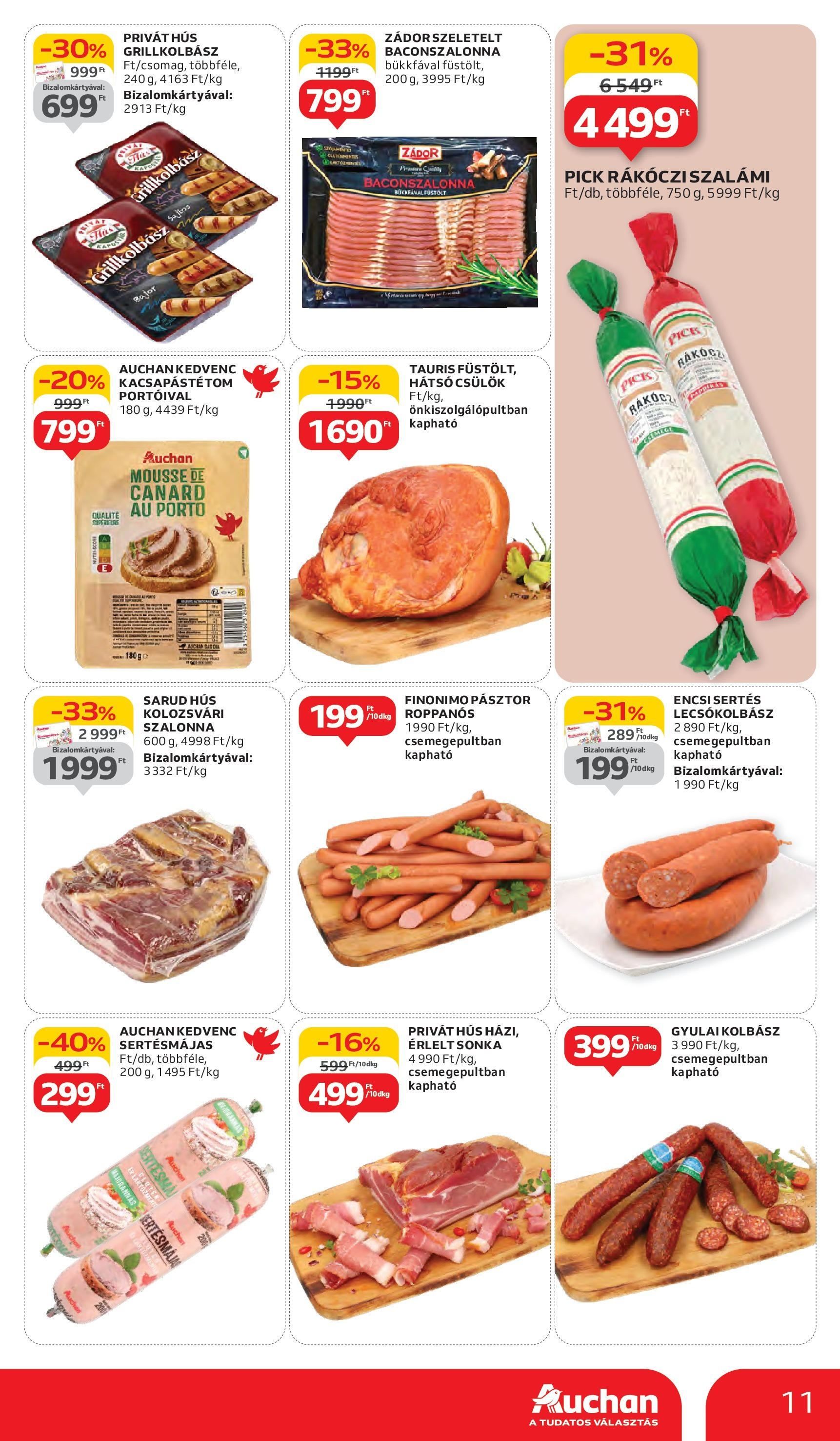 Auchan Akciós újság - 2025.06.05. -tól/töl > akció, lapozható szórólap 🛍️ | Oldal: 11 | Termékek: Hús, Sonka, Szalonna, Lecsókolbász