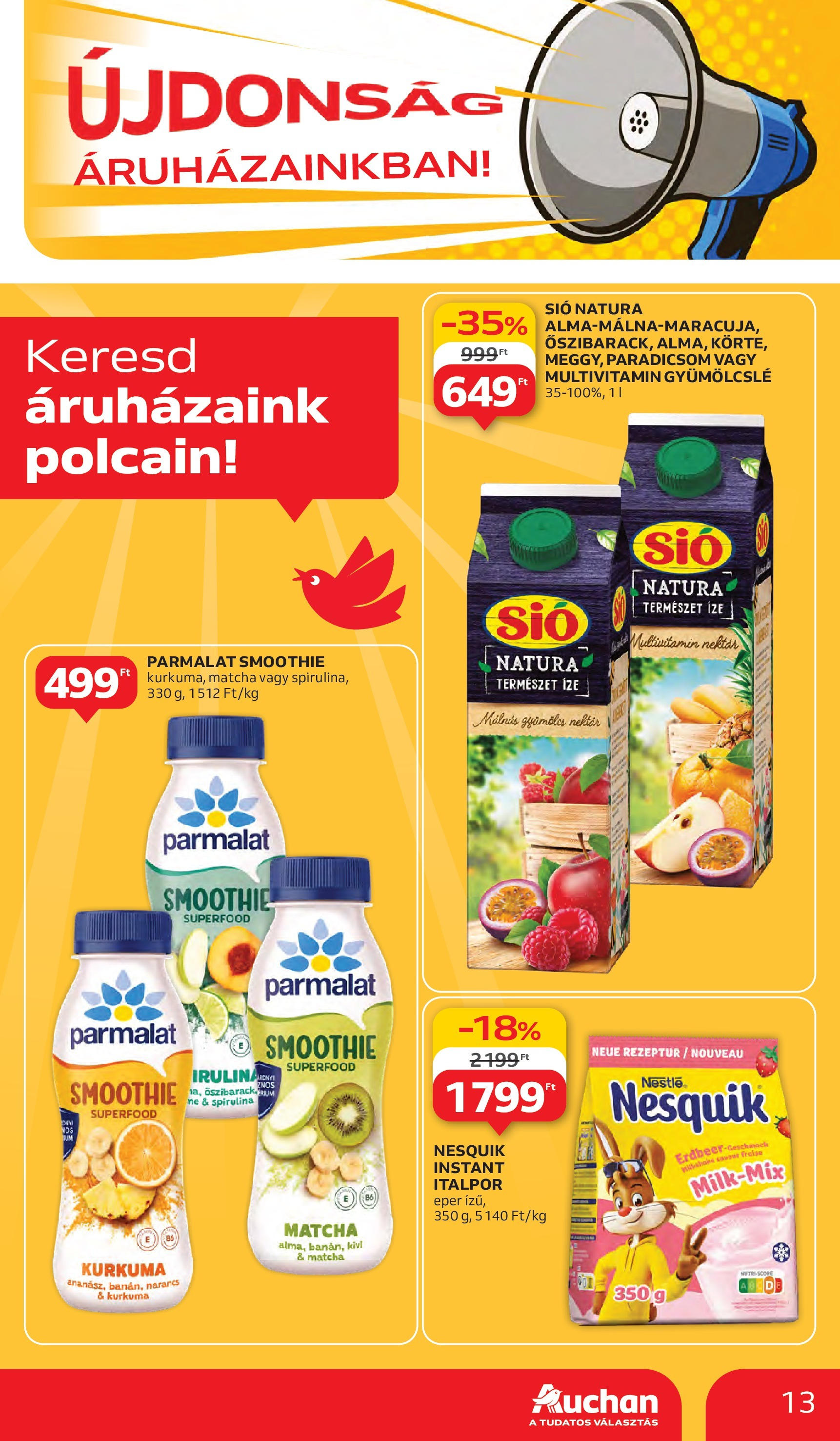 Auchan Akciós újság - 2025.06.05. -tól/töl > akció, lapozható szórólap 🛍️ | Oldal: 13 | Termékek: Narancs, Paradicsom, Multivitamin, Smoothie
