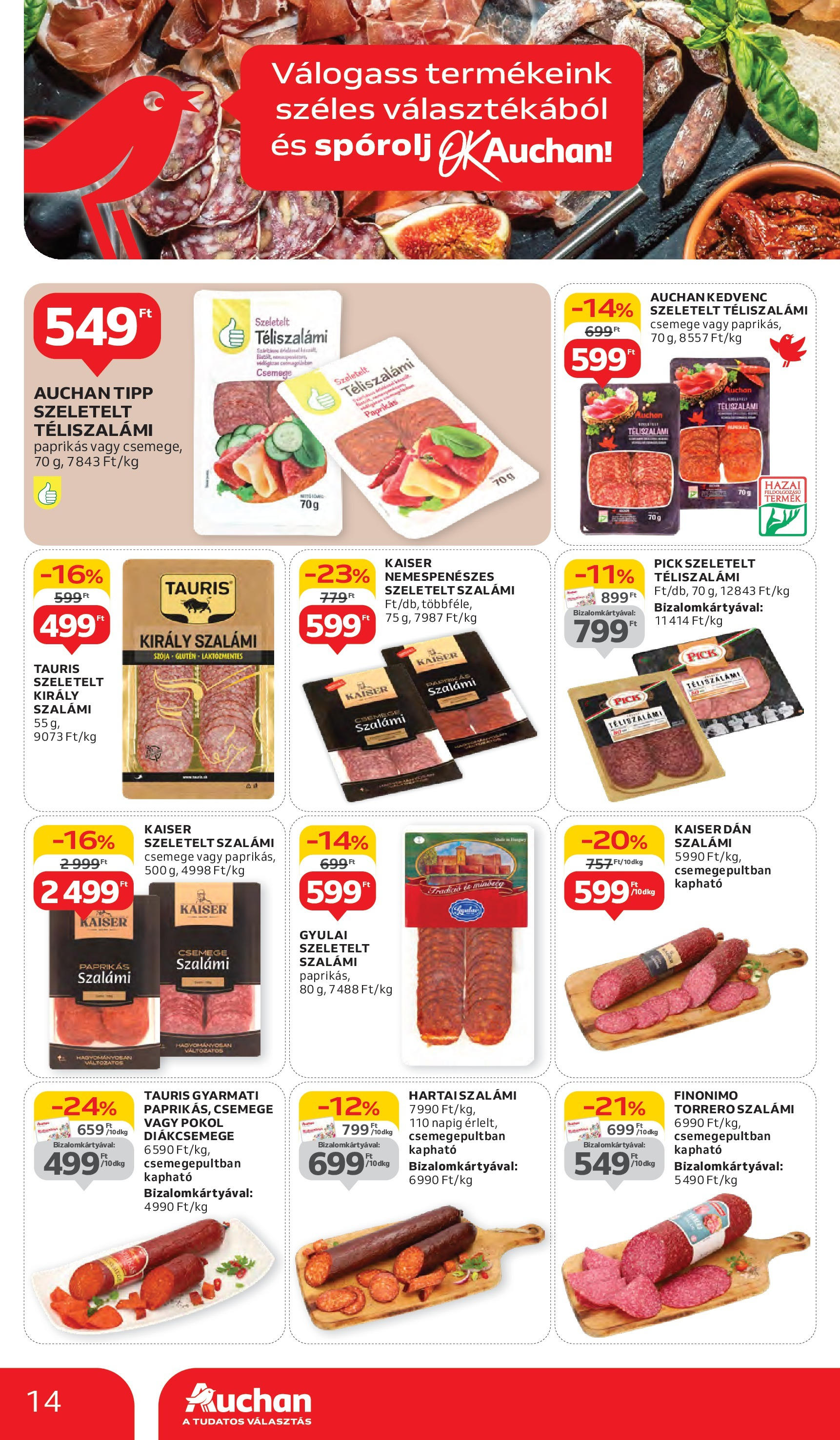 Auchan Akciós újság - 2025.06.05. -tól/töl > akció, lapozható szórólap 🛍️ | Oldal: 14 | Termékek: Diákcsemege, Pick, Szalámi, Téliszalámi
