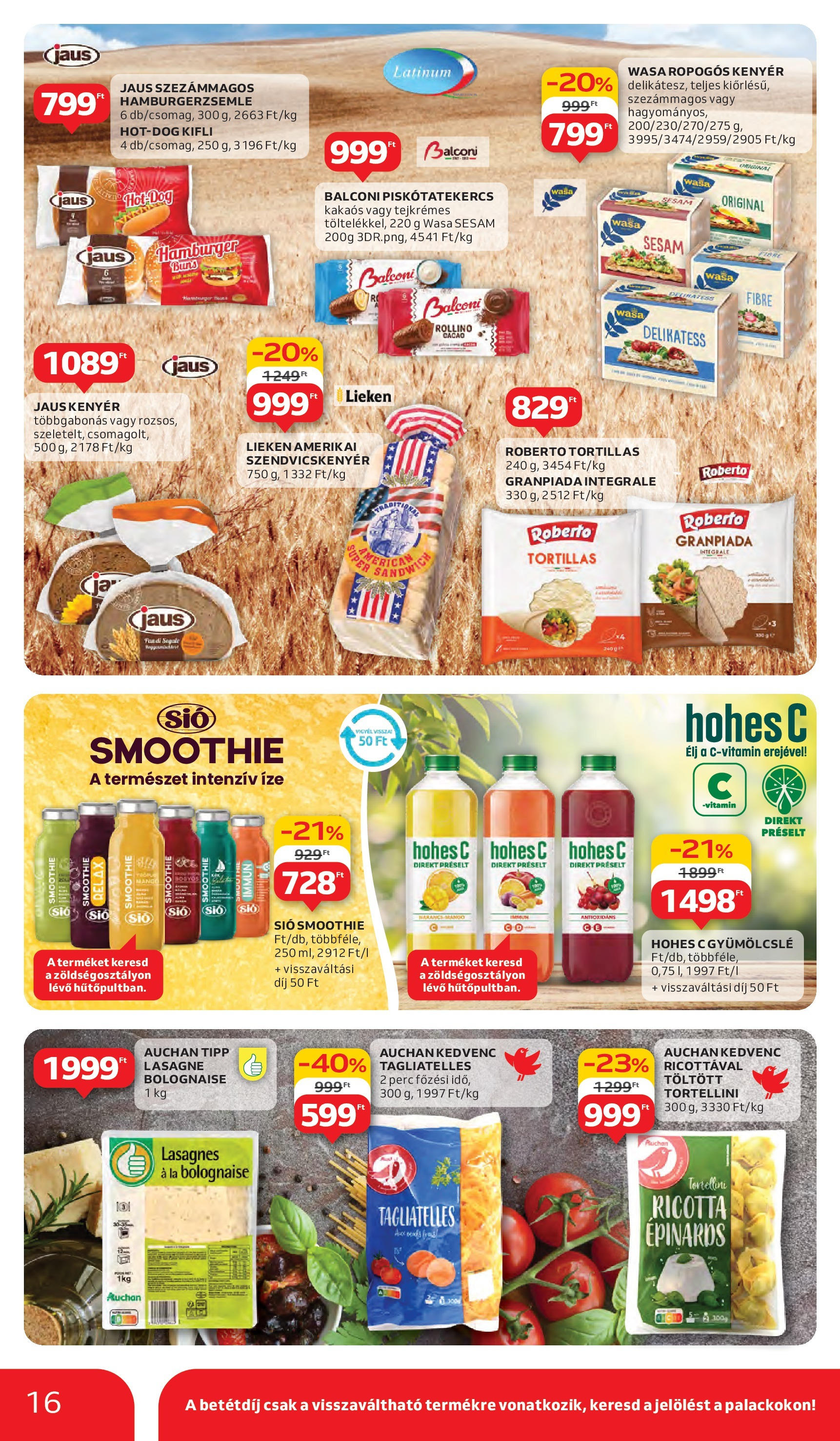 Auchan Akciós újság - 2025.06.05. -tól/töl > akció, lapozható szórólap 🛍️ | Oldal: 16 | Termékek: Ricotta, Tortellini, Kenyér, Mangó