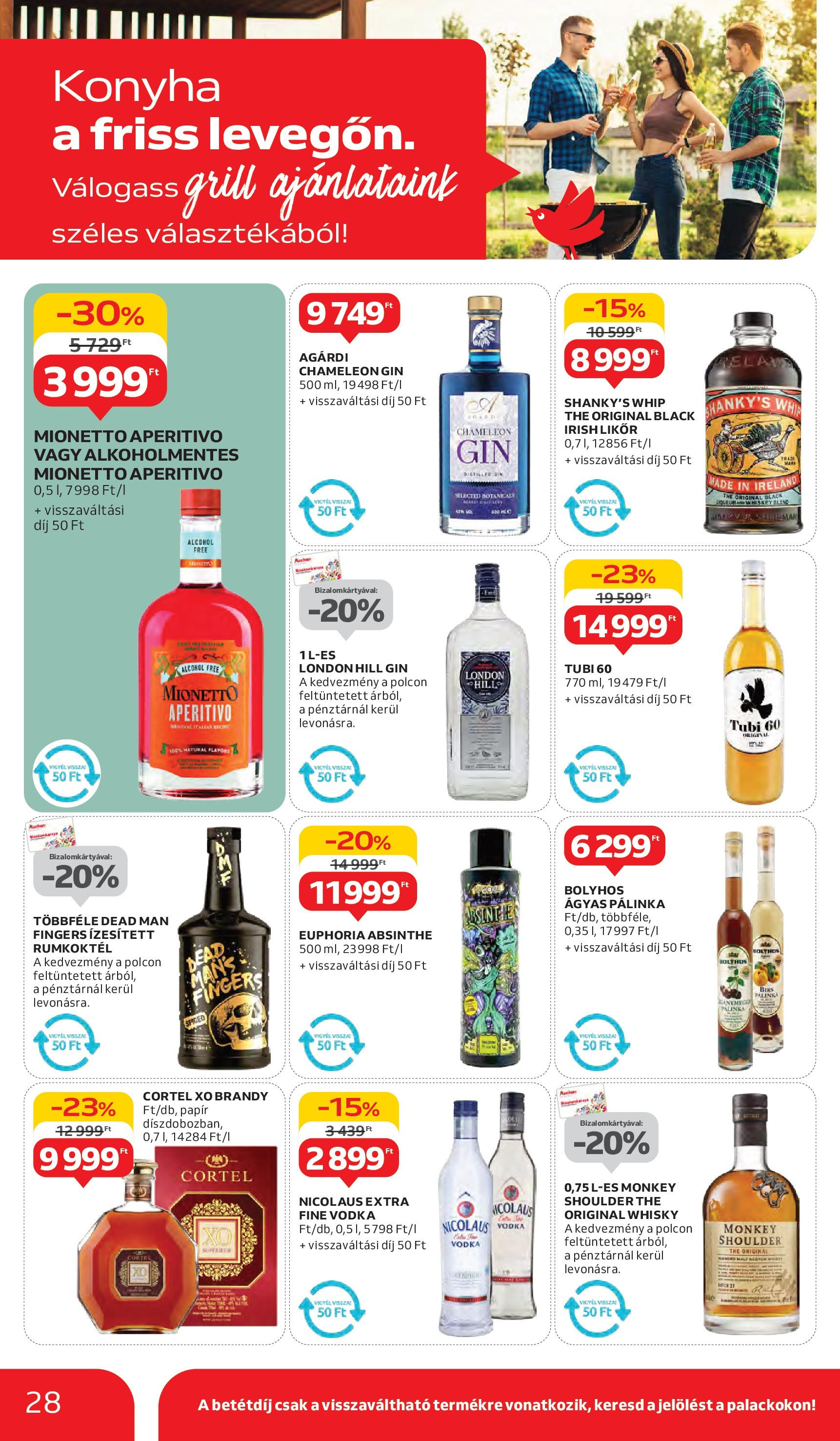 Auchan Akciós újság - 2025.06.05. -tól/töl > akció, lapozható szórólap 🛍️ | Oldal: 28 | Termékek: Grill, Rum, Likőr, Whisky